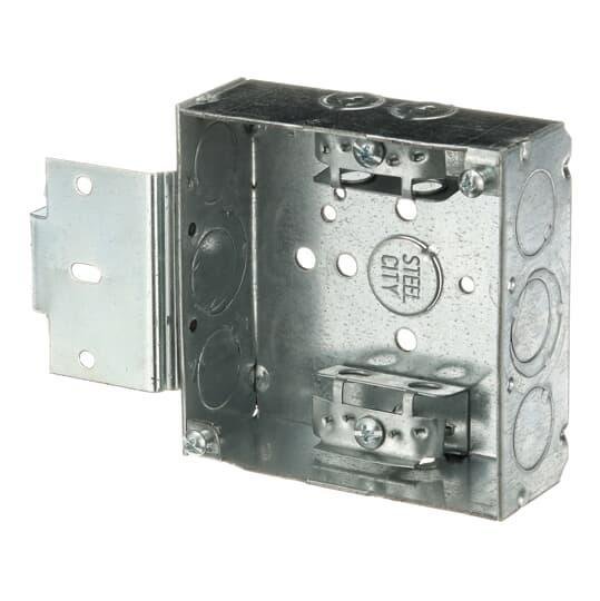 Picture of 52151 MS X - 4" Square 1/2"& 3/4"E Knockout Steel 21Cu Bracket Box