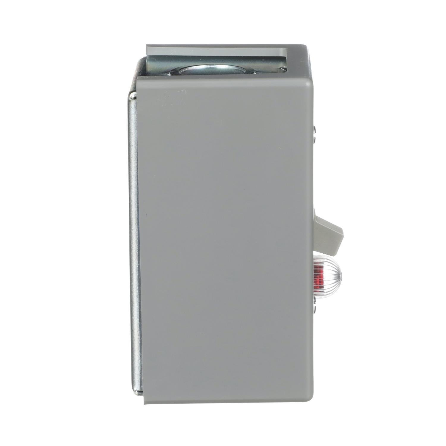 2510KG1B - Switch, manual, 30A, 2 pole, 3 HP at 575 VAC, single phase, toggle operated, red 230 VAC indicator, NEMA 1 enclosure