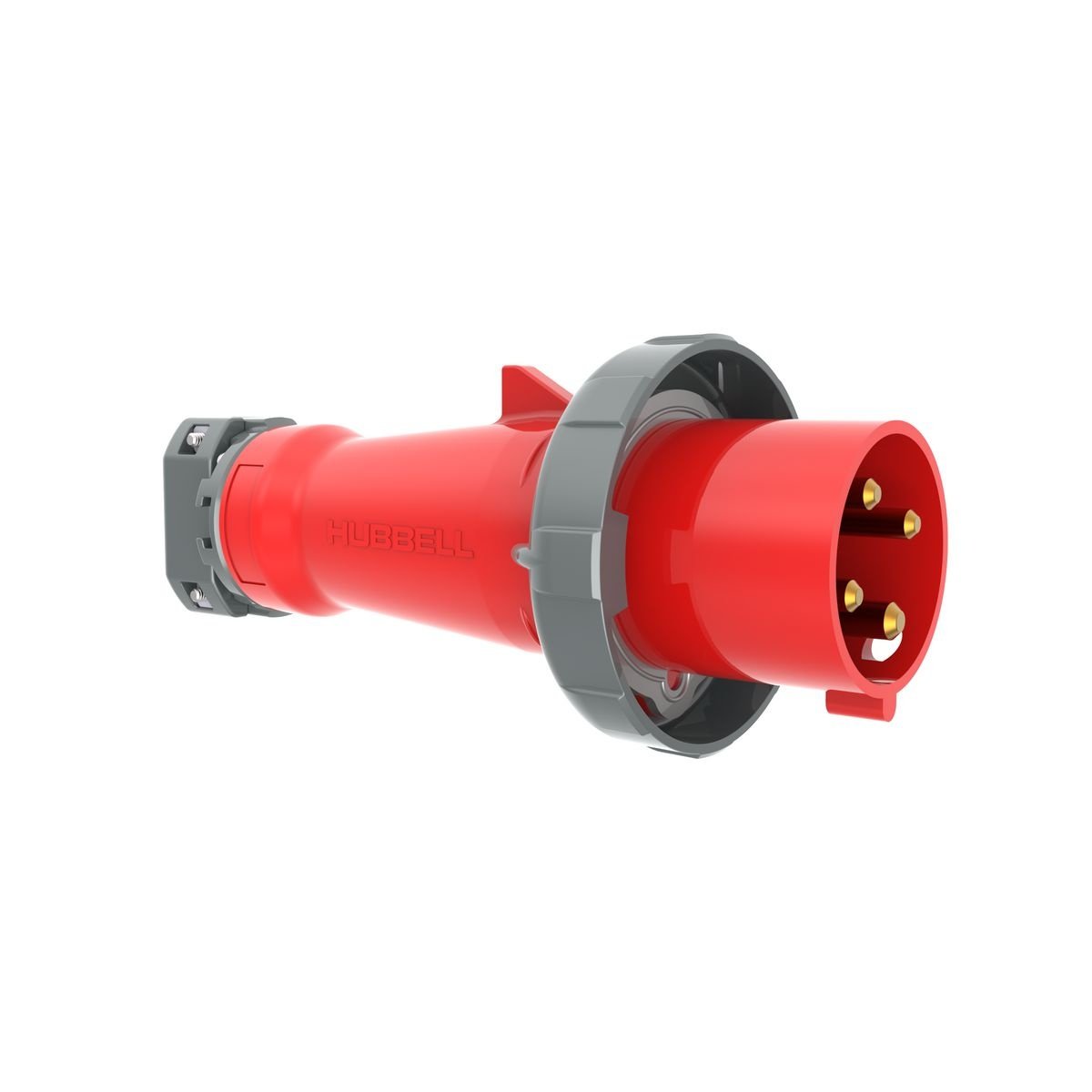 Picture of HBL460P7W - Heavy Duty Products, IEC Pin and Sleeve Devices, Industrial Grade, Male, Plug, 60A 3-Phase Delta 480V AC, 3-Pole 4-Wire Grounding, Terminal Screws, Red, Watertight