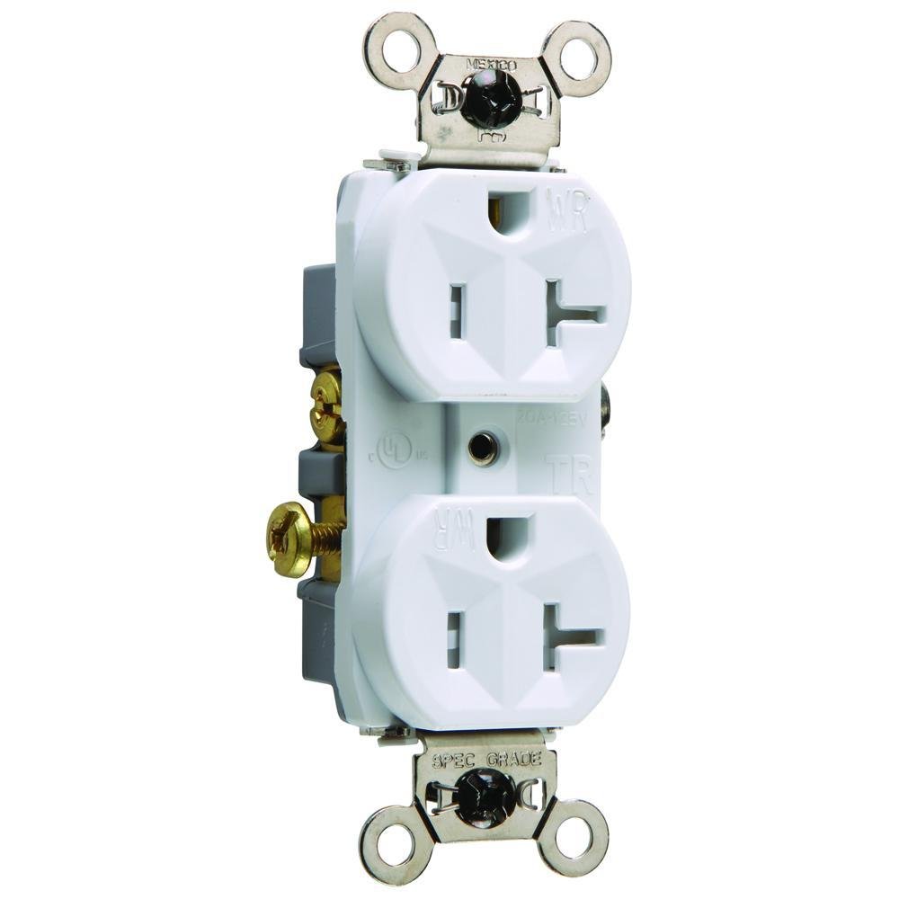 WR20TRW - 20A 125V Commercial Grade Tamper-Resistant Weather-Resistant Duplex Receptacle, White