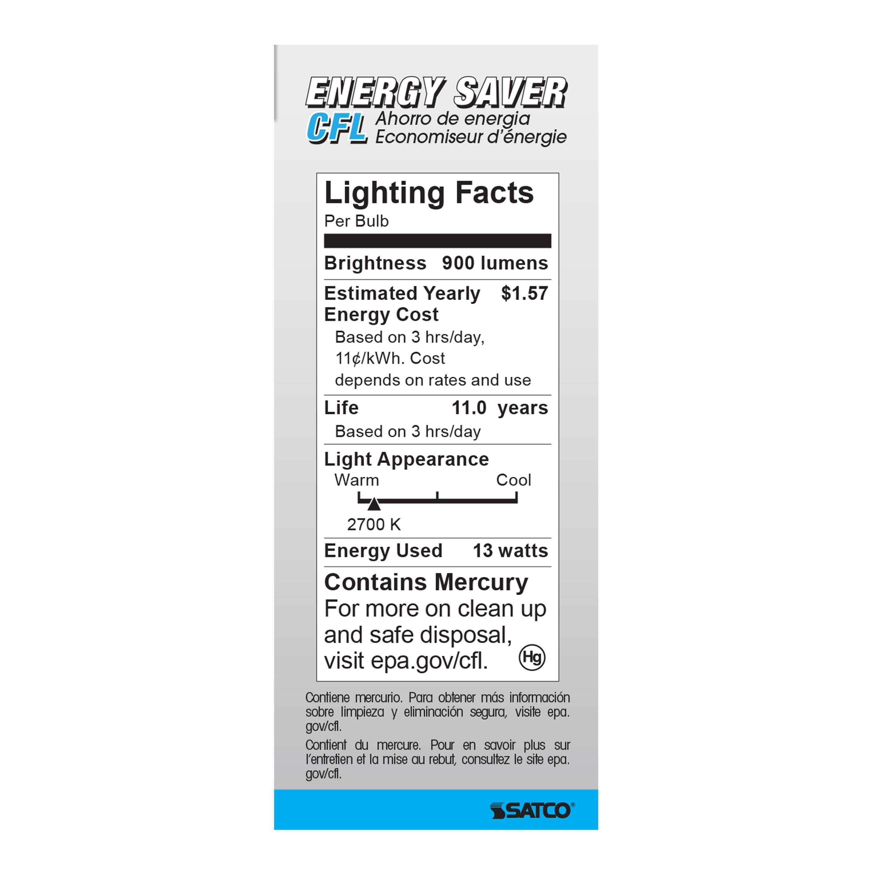 Picture of S7217 - 13 Watt - Mini Spiral Compact Fluorescent - 2700K - 82 CRI - Medium base - 120 Volt