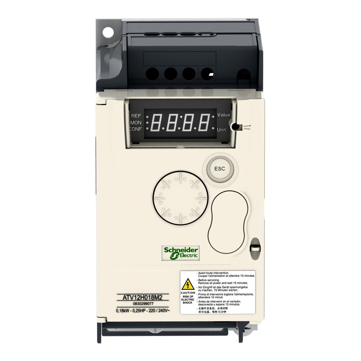 ATV12H037M2 - variable speed drive, Altivar 12, 0.37kW, 0.55hp, 200 to 240V, 1 phase, with heat sink