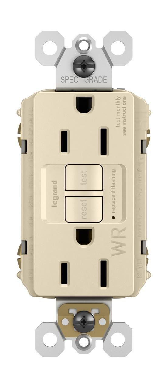 Picture of 1597-TRWRLA - radiant® Tamper-Resistant Weather-Resistant 15A Duplex Self-Test GFCI Receptacles with SafeLock® Protection, Light Almond