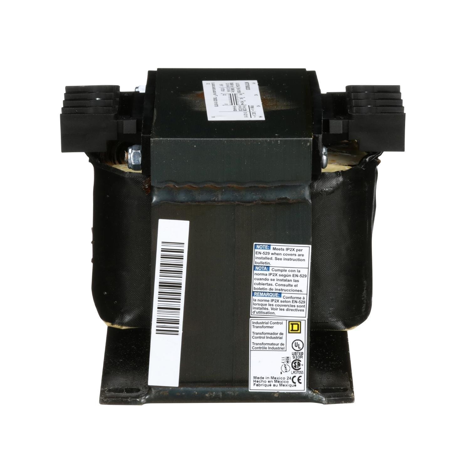 Picture of 9070T500D20 - Transformer, Type T, industrial control, 500VA, 1 phase, 208/230/460V primary, 115V secondary, 115C rise