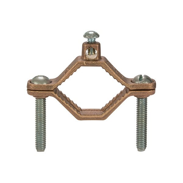 Picture of G-2-S - Bronze Ground Clamp for Water Pipe, 1-1/4″ to 2″ Pipe, Steel Screws