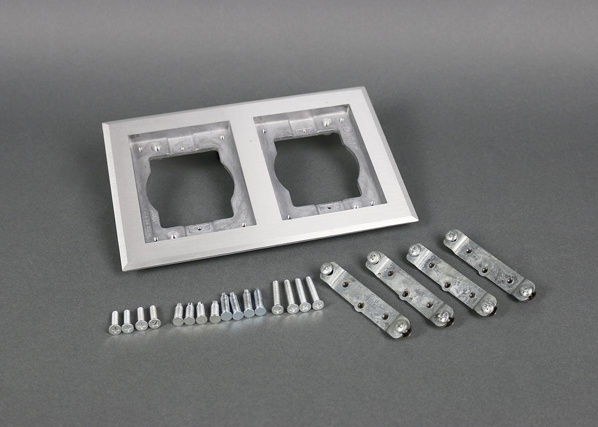 828TCAL - Omnibox® Double Gang Rectangular Aluminum Carpet/Tile Flange