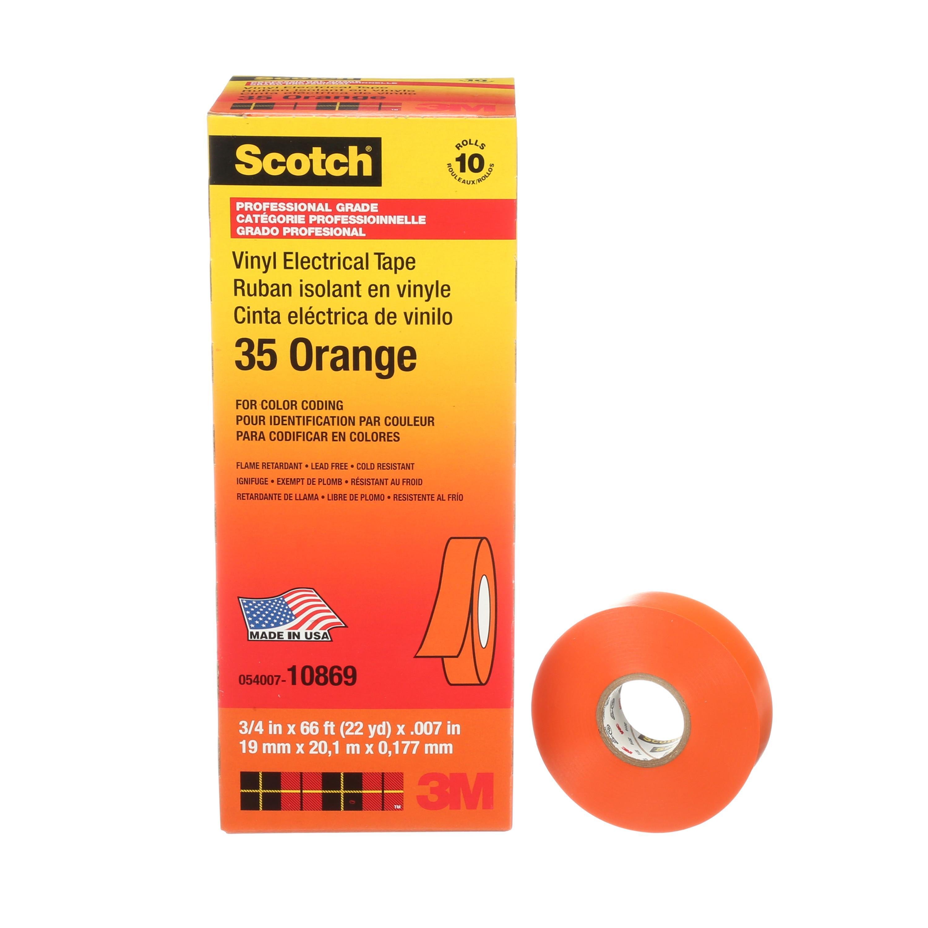 35-ORANGE-3/4X66FT - 3M 35 Orange 3/4" x 66' Vinyl Color Coding Tape