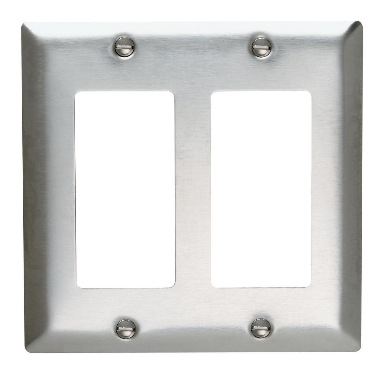 SS262 - 2-Gang 302/304 Stainless Steel Wall Plate, 1 Decorator Opening