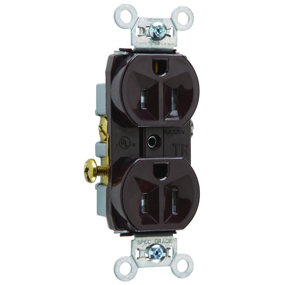 TR15 - 15A 125V Commercial Grade Tamper-Resistant Duplex Receptacle, Brown