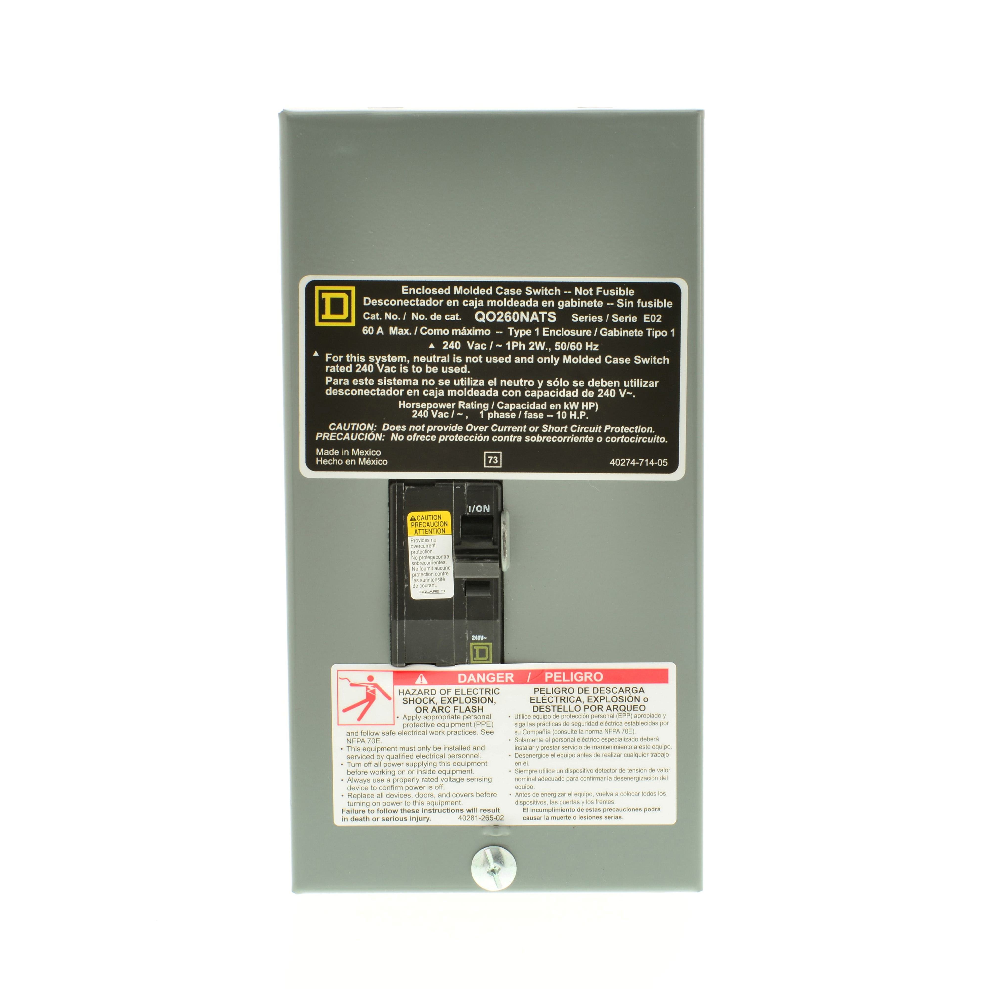 Picture of QO260NATS - Enclosed molded case switch, QO, 60A, 2 pole, 240VAC, 22kA, NEMA 1