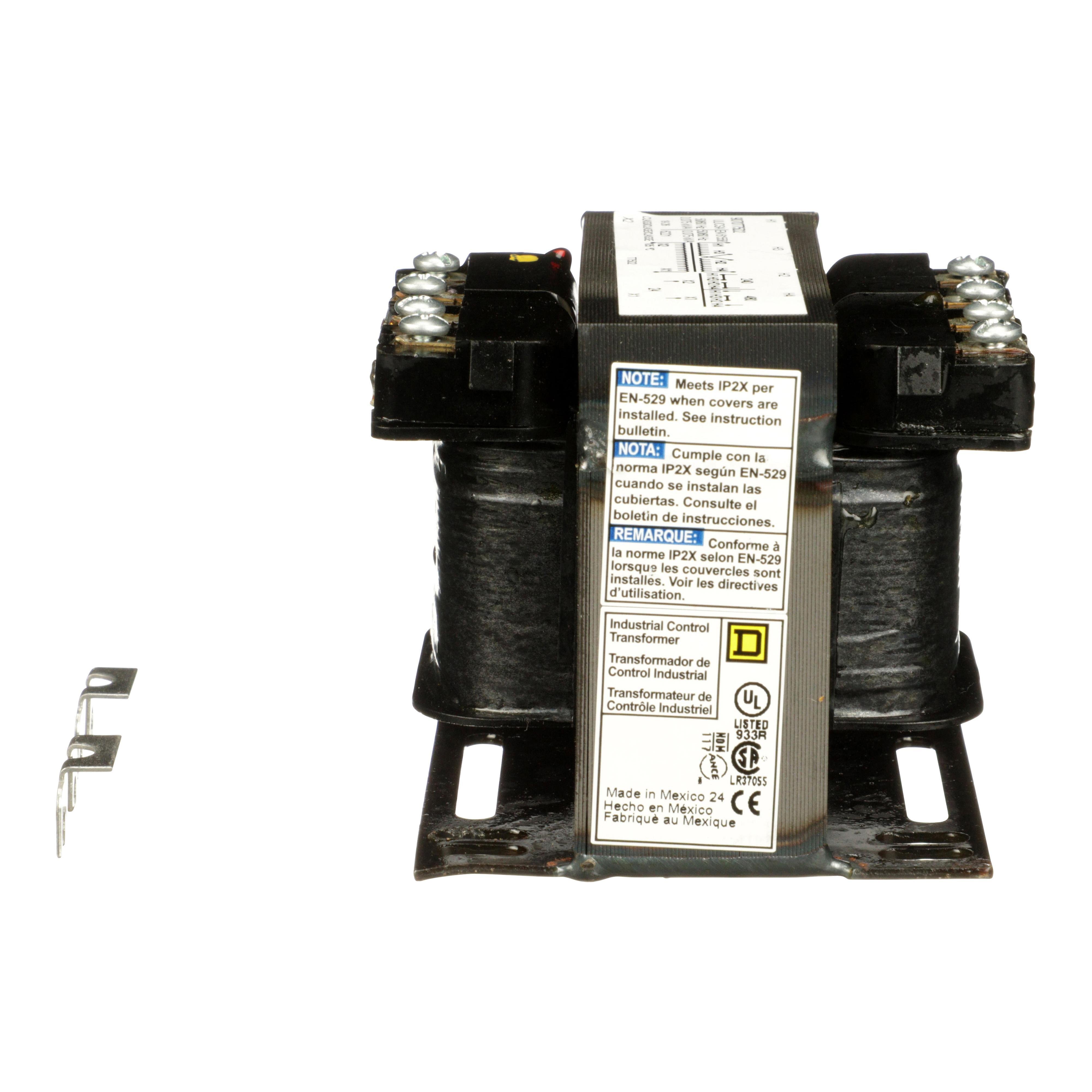 Picture of 9070T75D2 - Transformer, Type T, industrial control, 75VA, 1 phase, 240x480V primary, 24V secondary, 55C rise