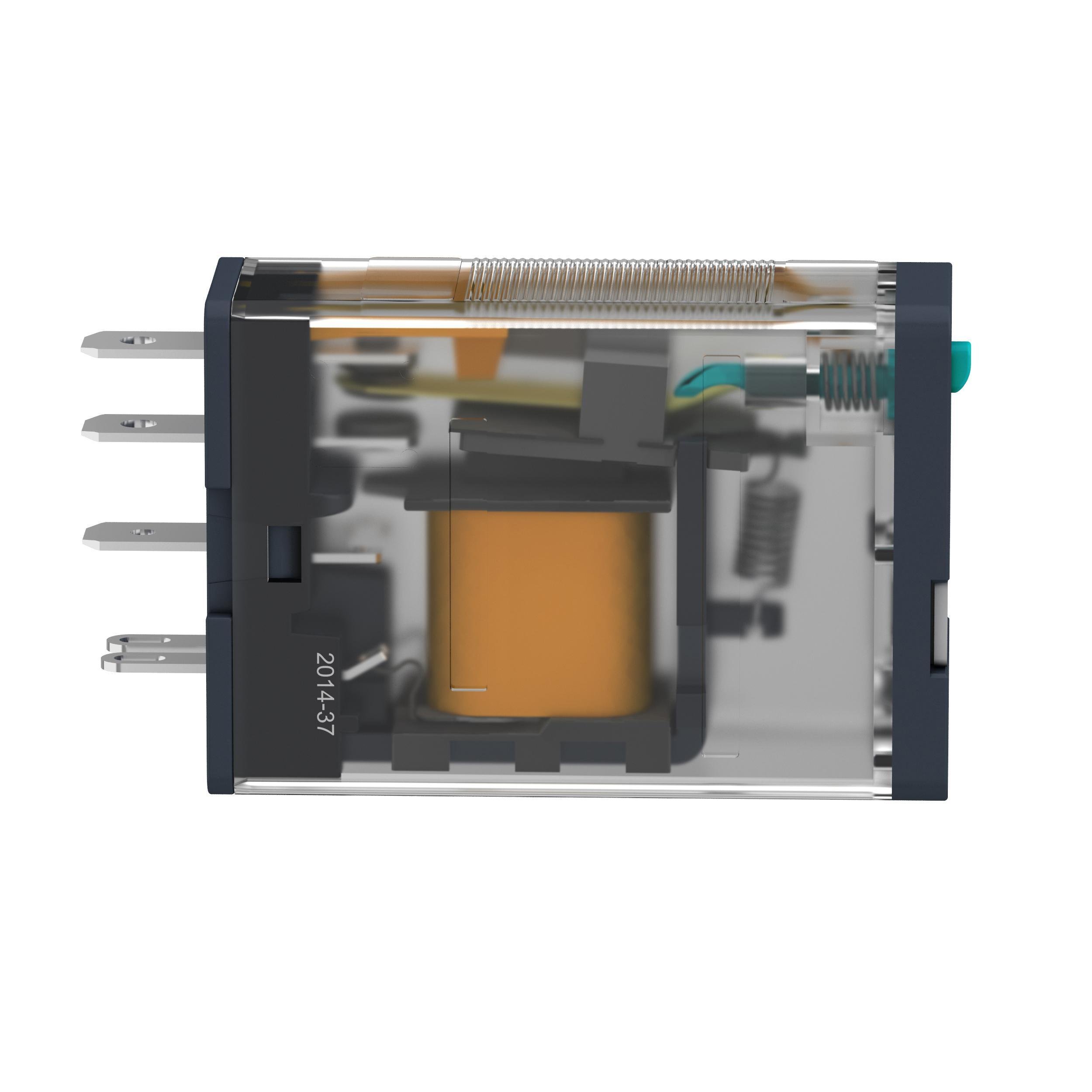 Picture of RPM11BD - plug-in relay, Harmony electromechanical relays, 15A, 1CO, lockable test button, 24V DC