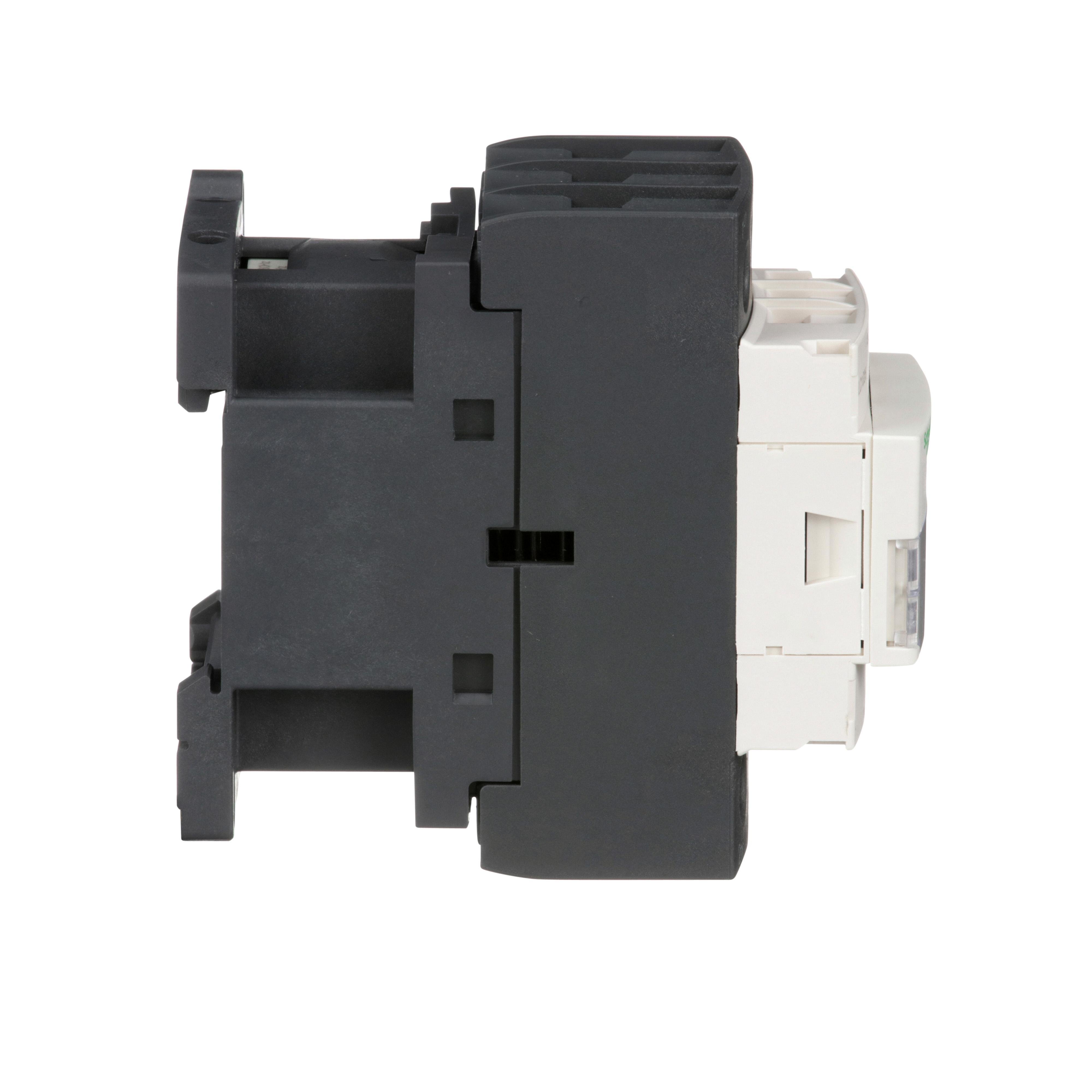 Picture of LC1D25U7 - IEC contactor, TeSys Deca, nonreversing, 25A, 15HP at 480VAC, up to 100kA SCCR, 3 phase, 3 NO, 240VAC 50/60Hz coil, open