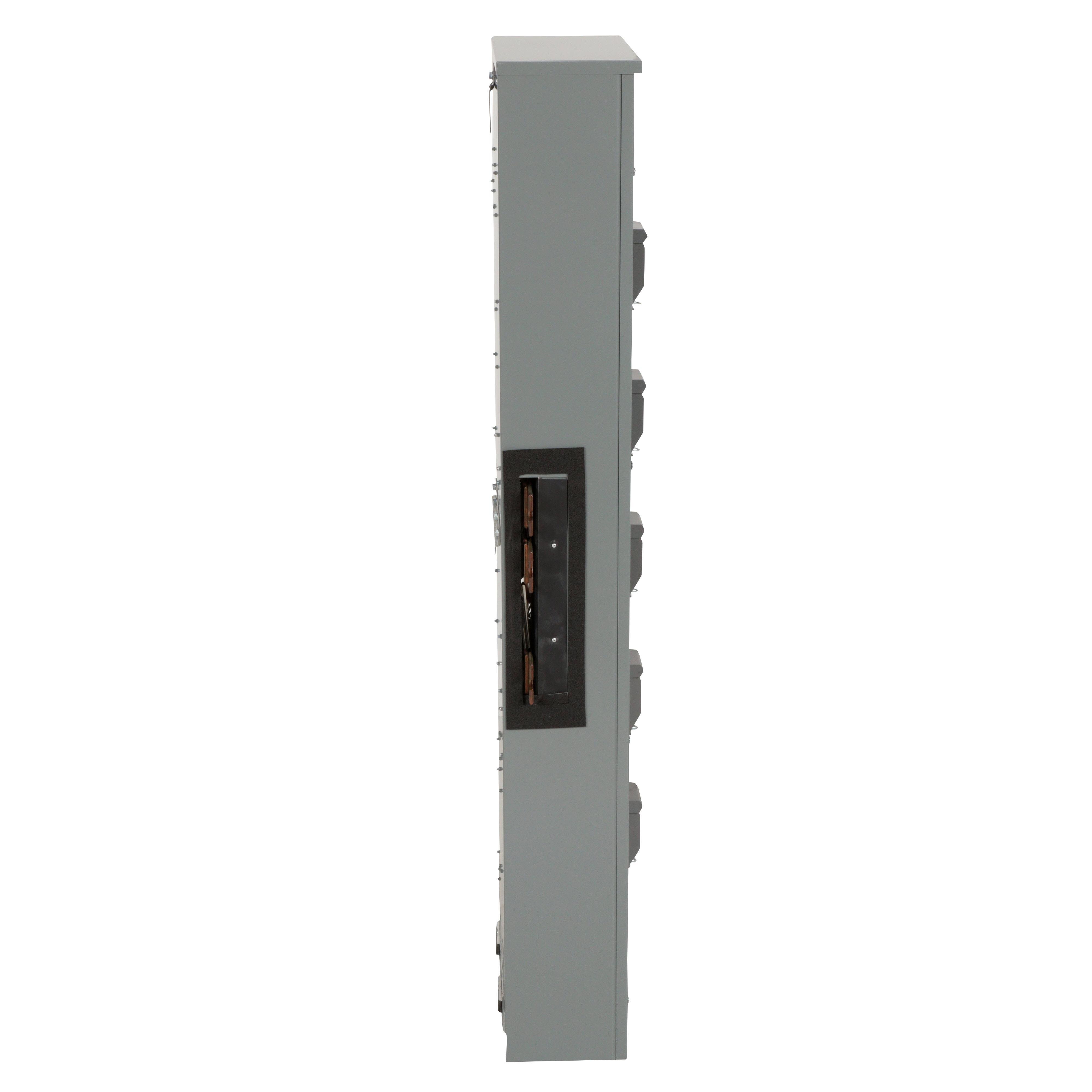 Picture of EZMR115225 - Branch unit, EZ Meter-Pak, 225A, 5 x 5 jaw sockets, 120/240VAC, no bypass, ringless, 1200A Al/Cu busbar