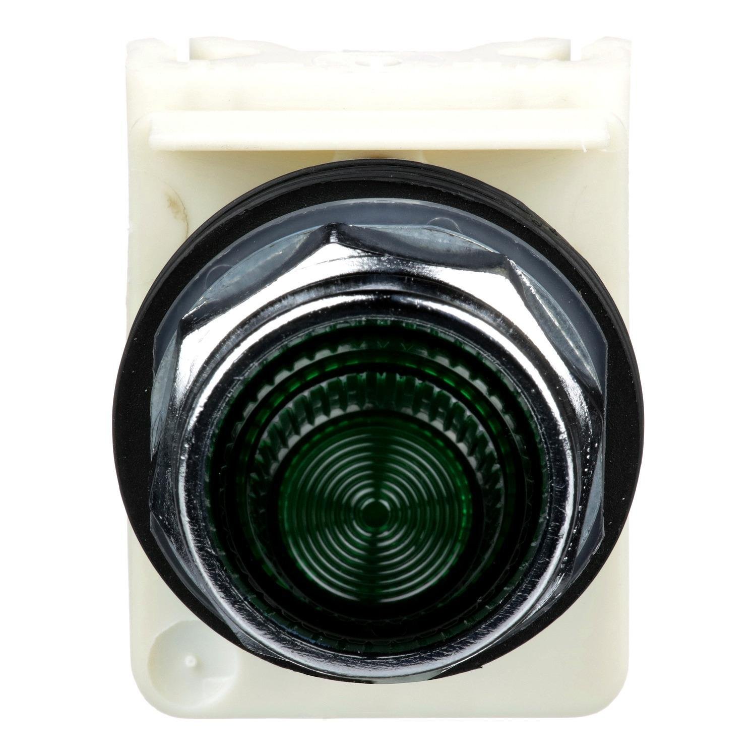 9001KP1G31 - Pilot light, Harmony 9001K, metal, polycarbonate, fresnel lens, green, 30mm, 120VAC