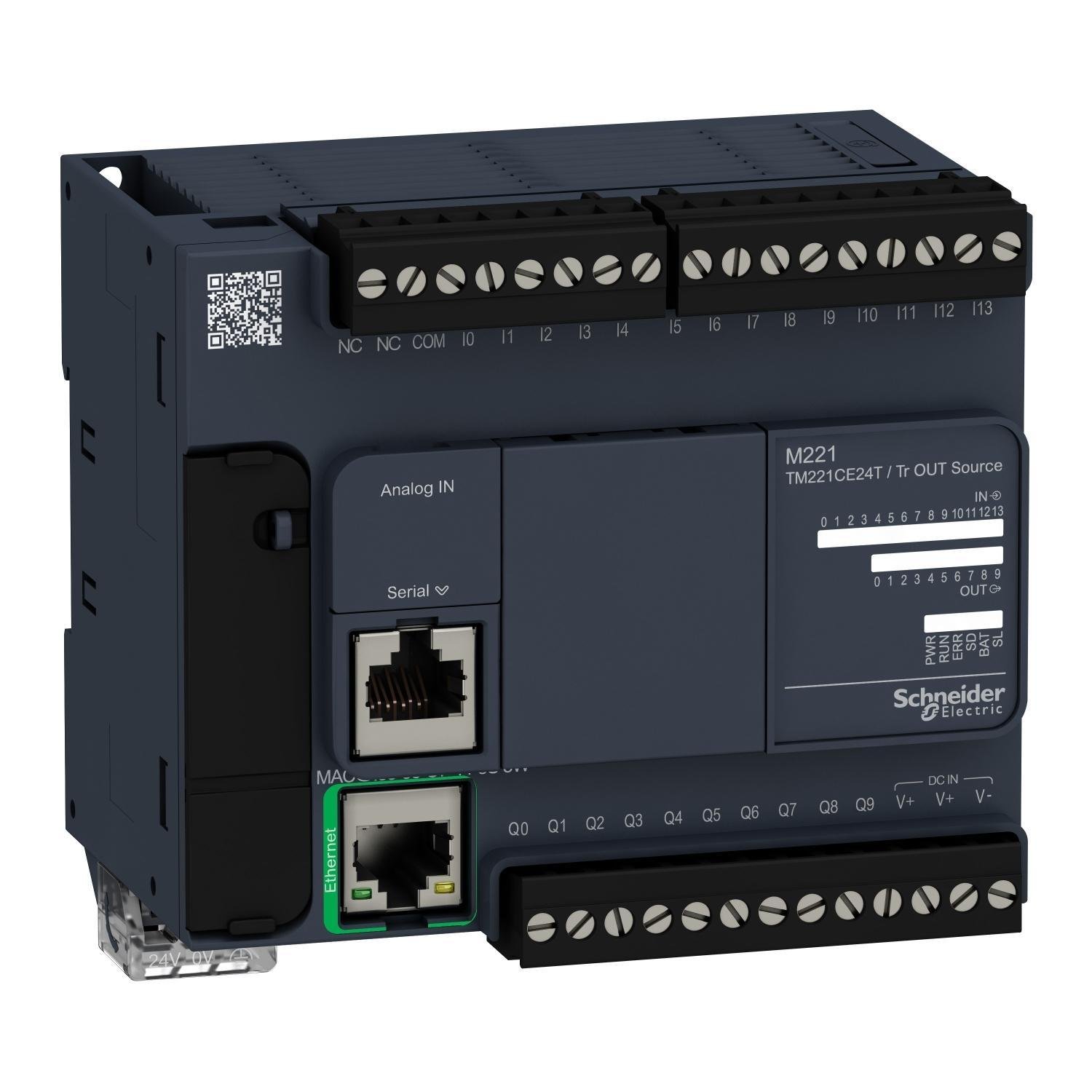 TM221CE24T - logic controller, Modicon M221, 24 IO, transistor, PNP, Ethernet