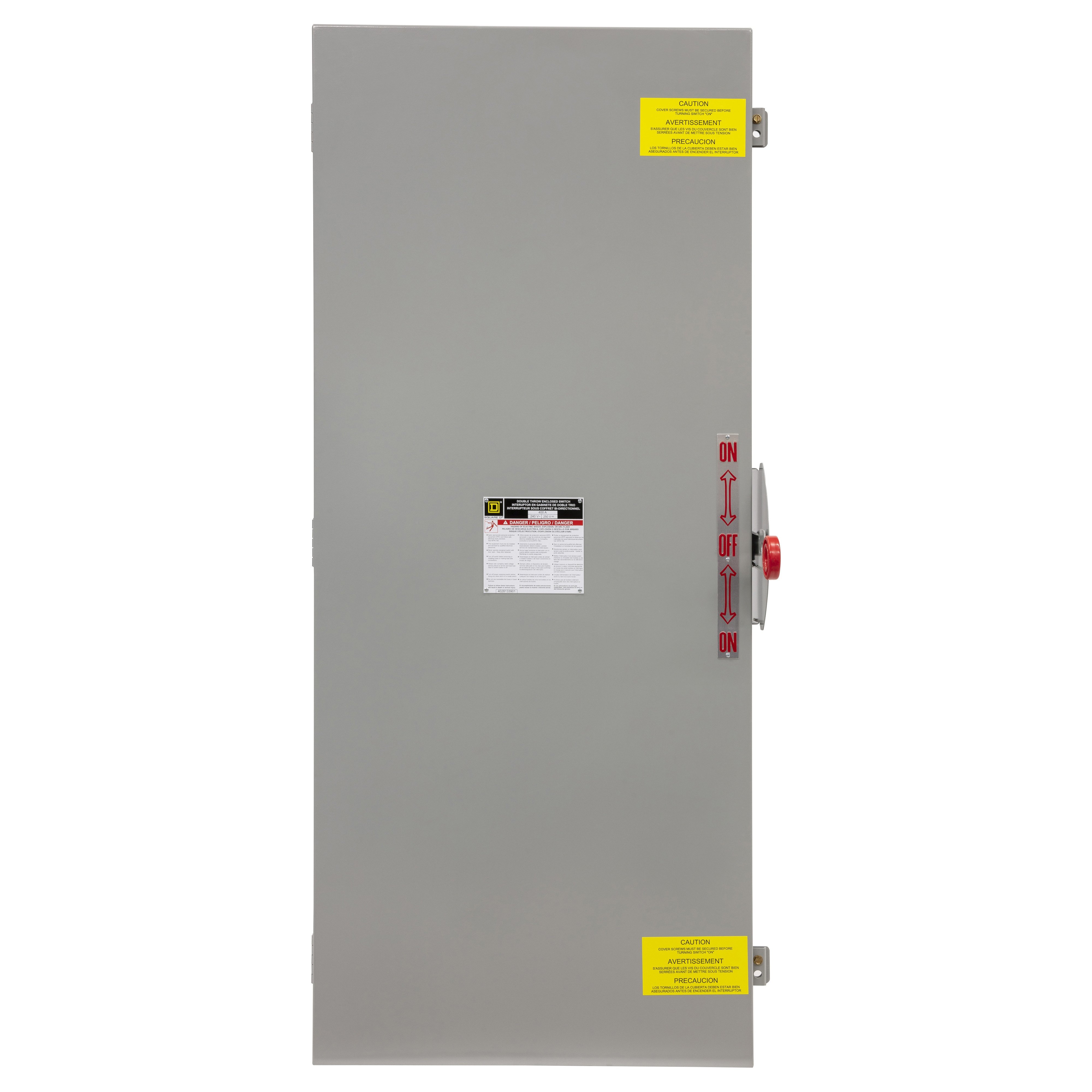 Picture of DTU465 - Safety switch, double throw, non fusible, 4 pole, 4 wire, 600VAC, 250VDC, 400A, Type 1
