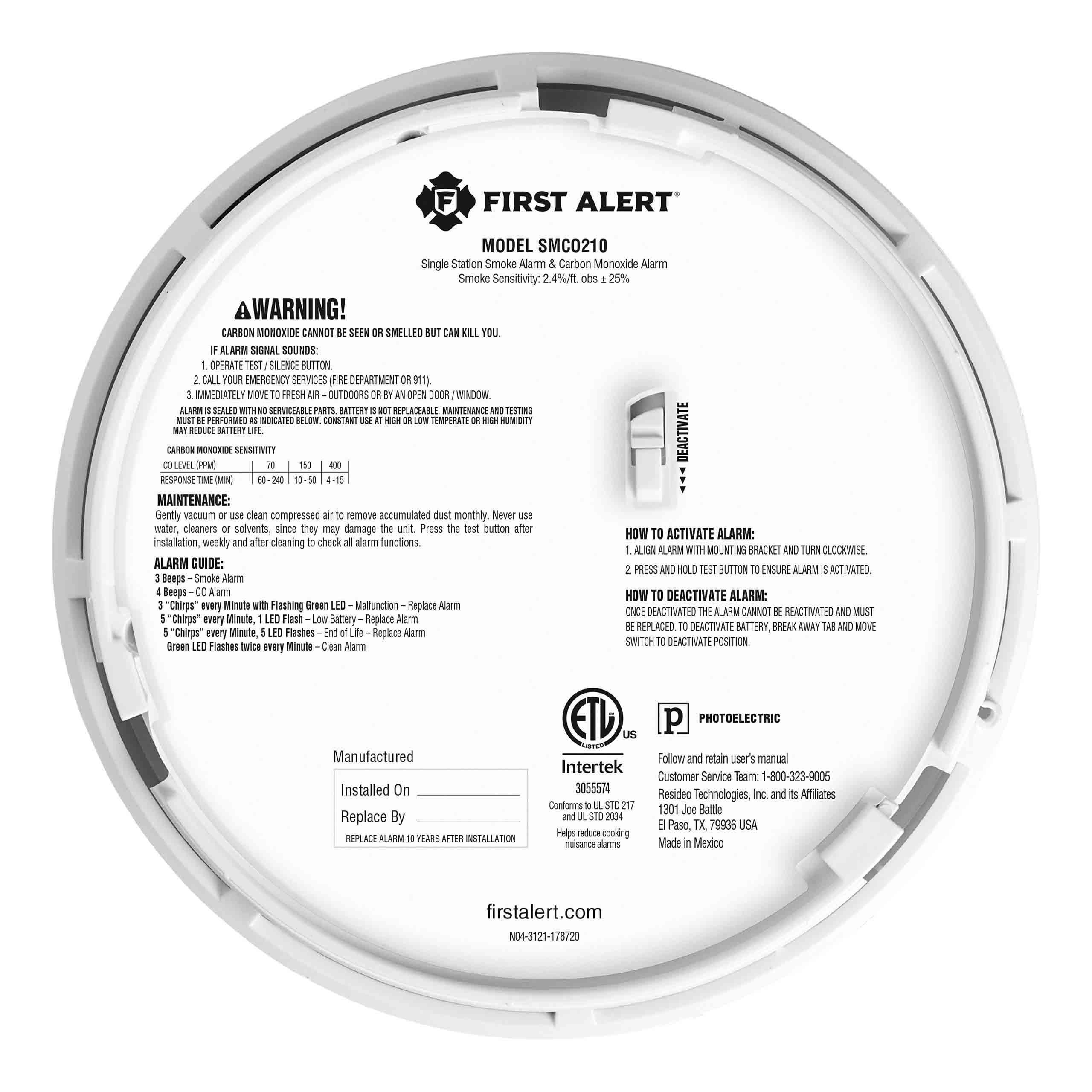 Picture of 1046802 10-YR Sealed Battery Smoke & CO Alarm