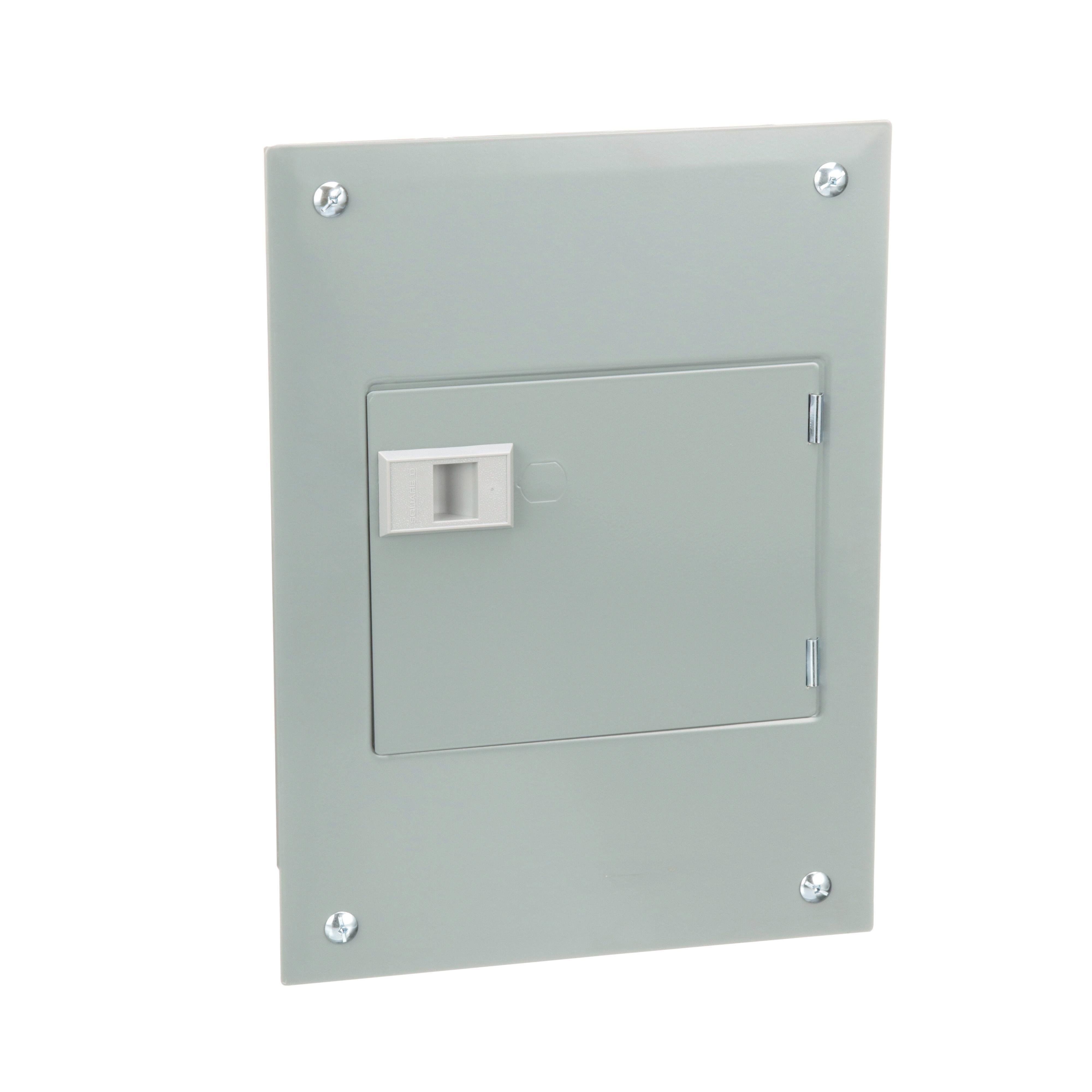 QO816L100DF - Load center, QO, 1 phase, 8 spaces, 16 circuits, 100A fixed main lugs, NEMA1, door flush cover