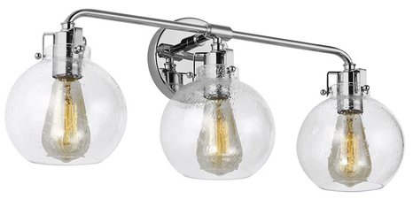 VS24403CH - Clara 24 in. 3-Light Chrome Vanity Light Clear Seeded Glass Shades