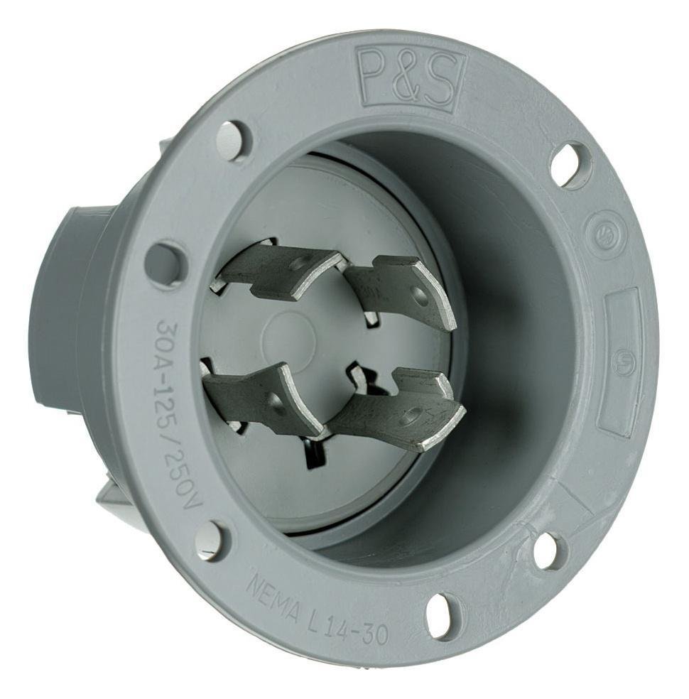L1430-FI - 30A NEMA L1430 Flanged Inlet, Gray