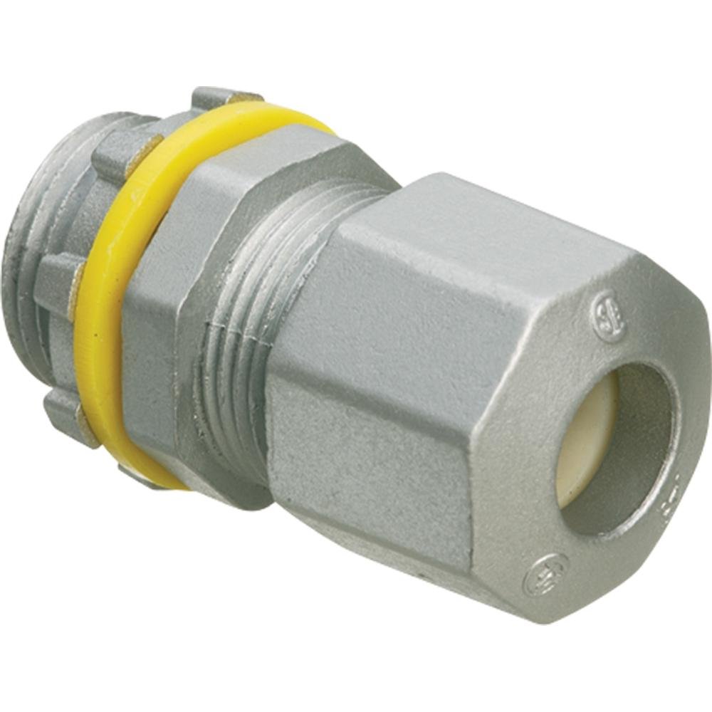 LPCG754Z - Low-profile zinc die-cast, liquid-tight, and oil-tight strain relief cord connector furnished with a sealing ring and locknut. Supports .240 to .472 cord range with a 3/4 inch trade size.