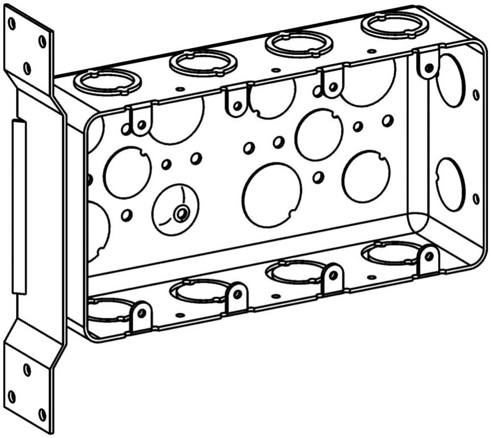 DHB-4-FB - 2-1/8" DEEP, 4-GANG DRAWN MULTIGANG HANDY BOX WITH FB BRACKET