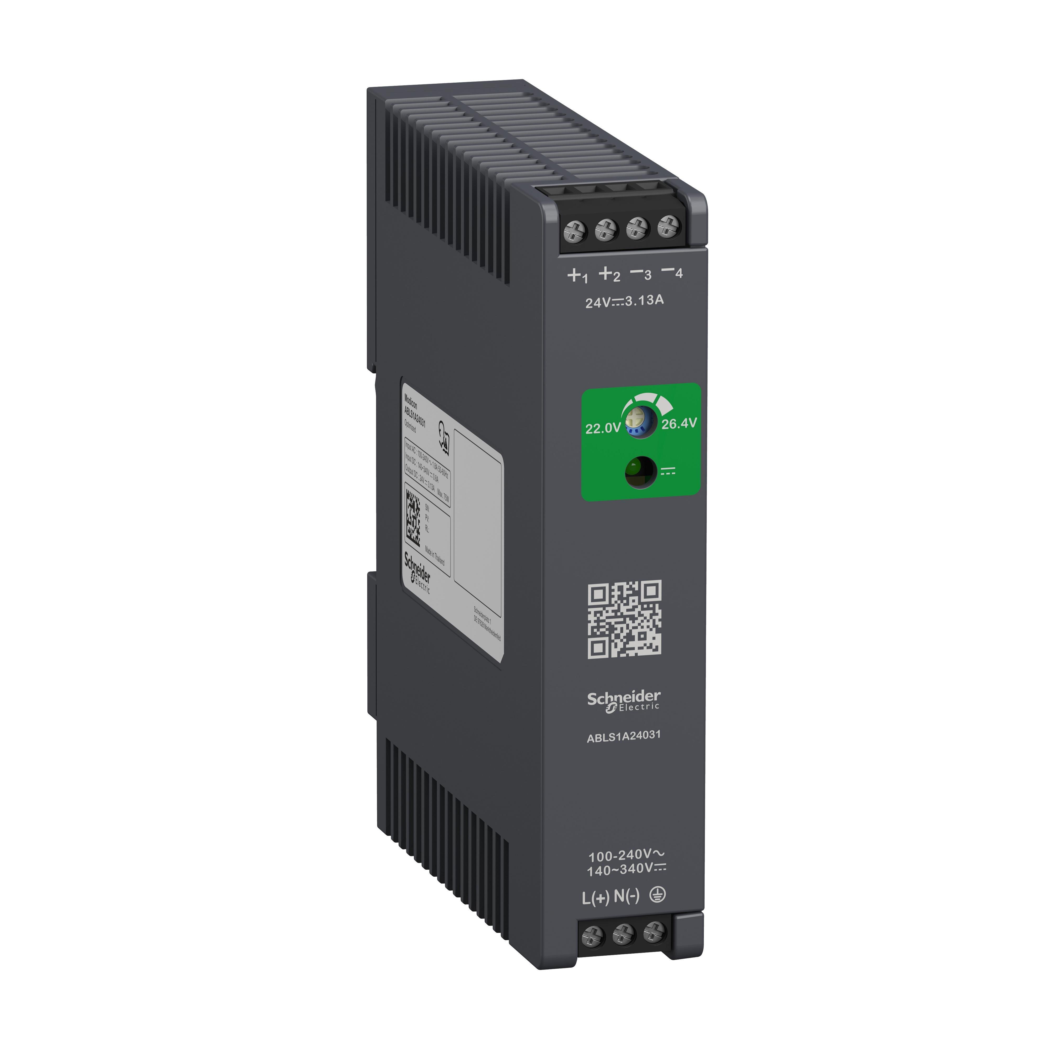 ABLS1A24031 - Regulated Power Supply, 100 to 240V AC, 24V, 3.1A, single phase, Optimized