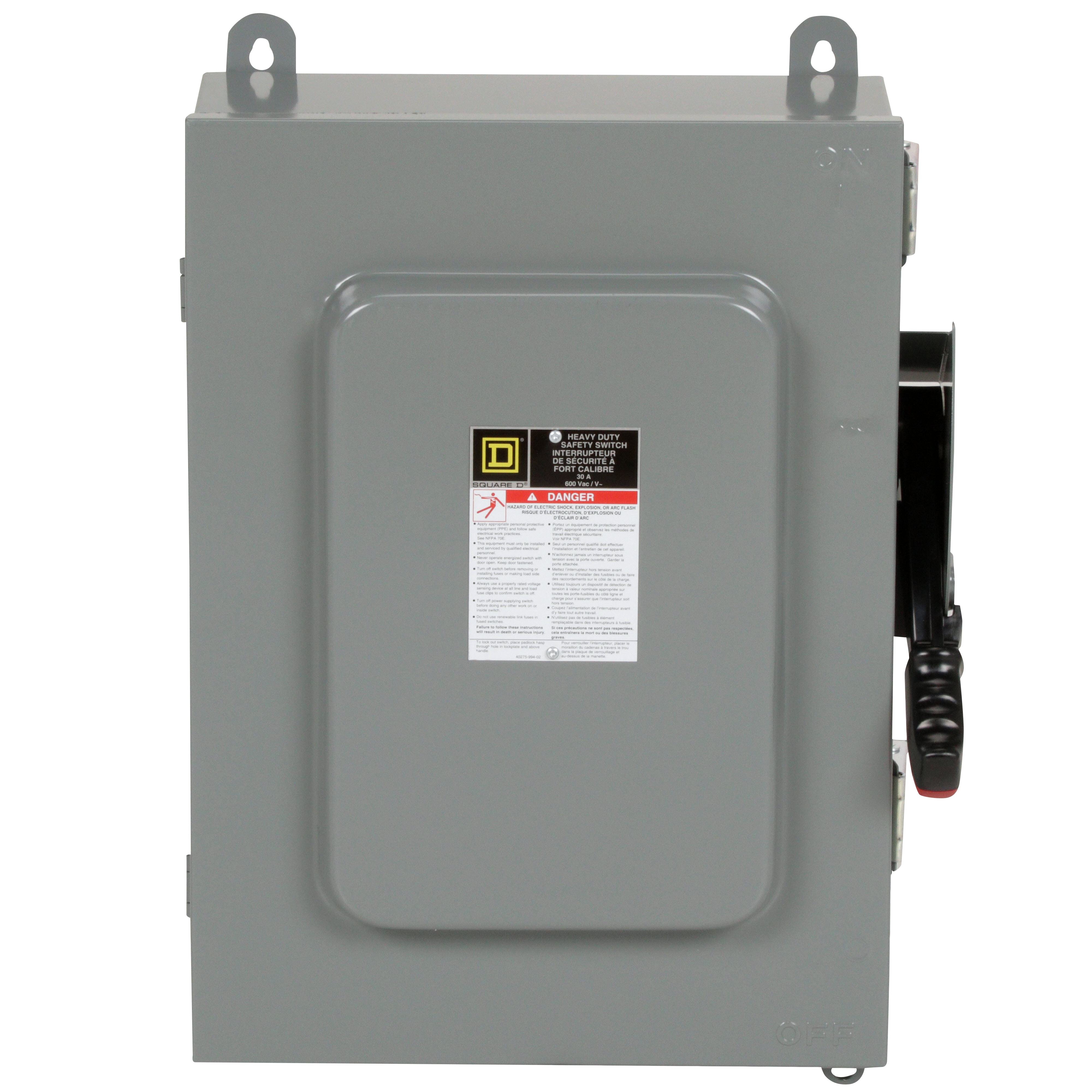 Picture of HU661AWK - Safety switch, heavy duty, non fusible, 30A, 6 pole, 30hp, 600VAC/DC, NEMA 12