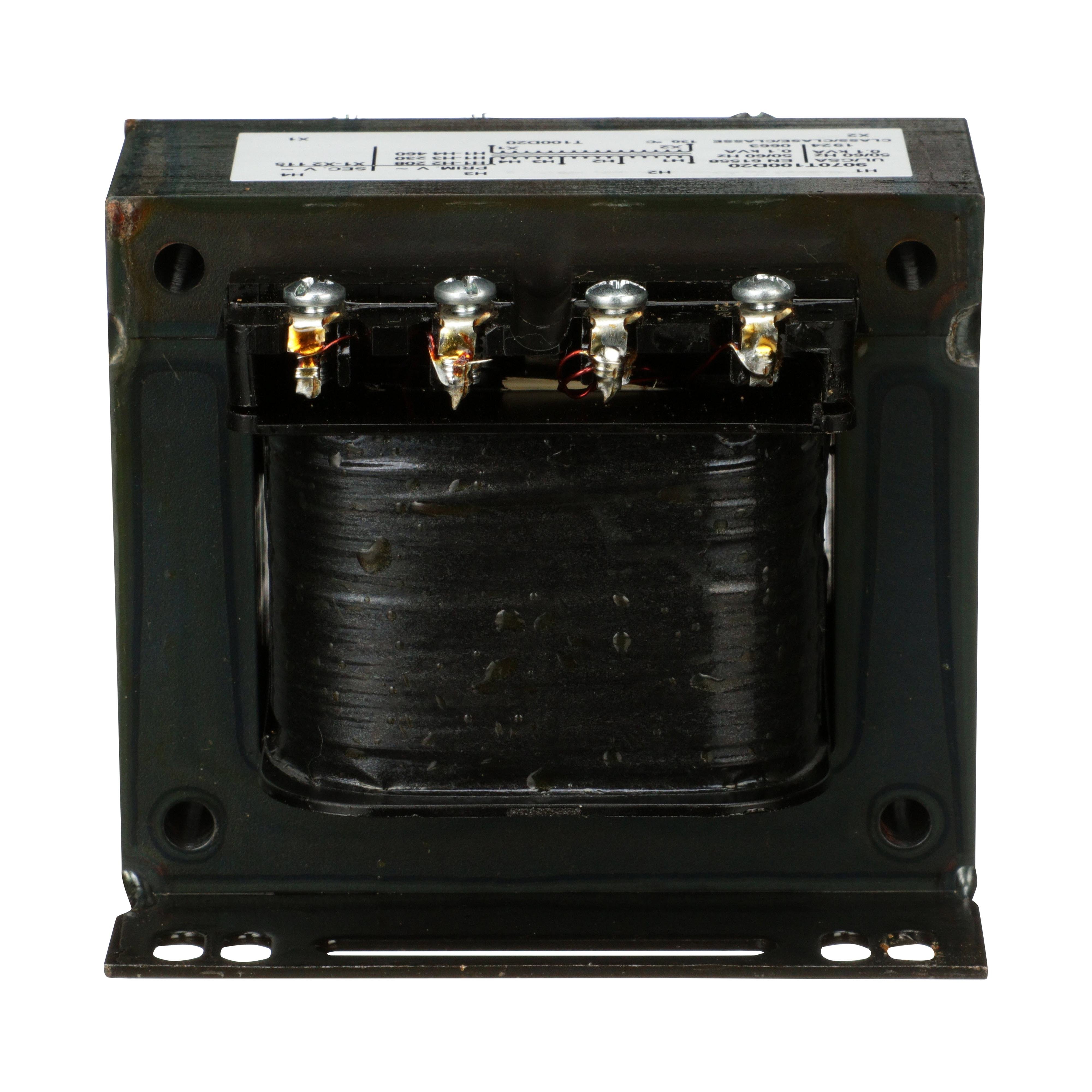 Picture of 9070T100D20 - Transformer, Type T, industrial control, 100VA, 1 phase, 208/230/460V primary, 115V secondary, 55C rise
