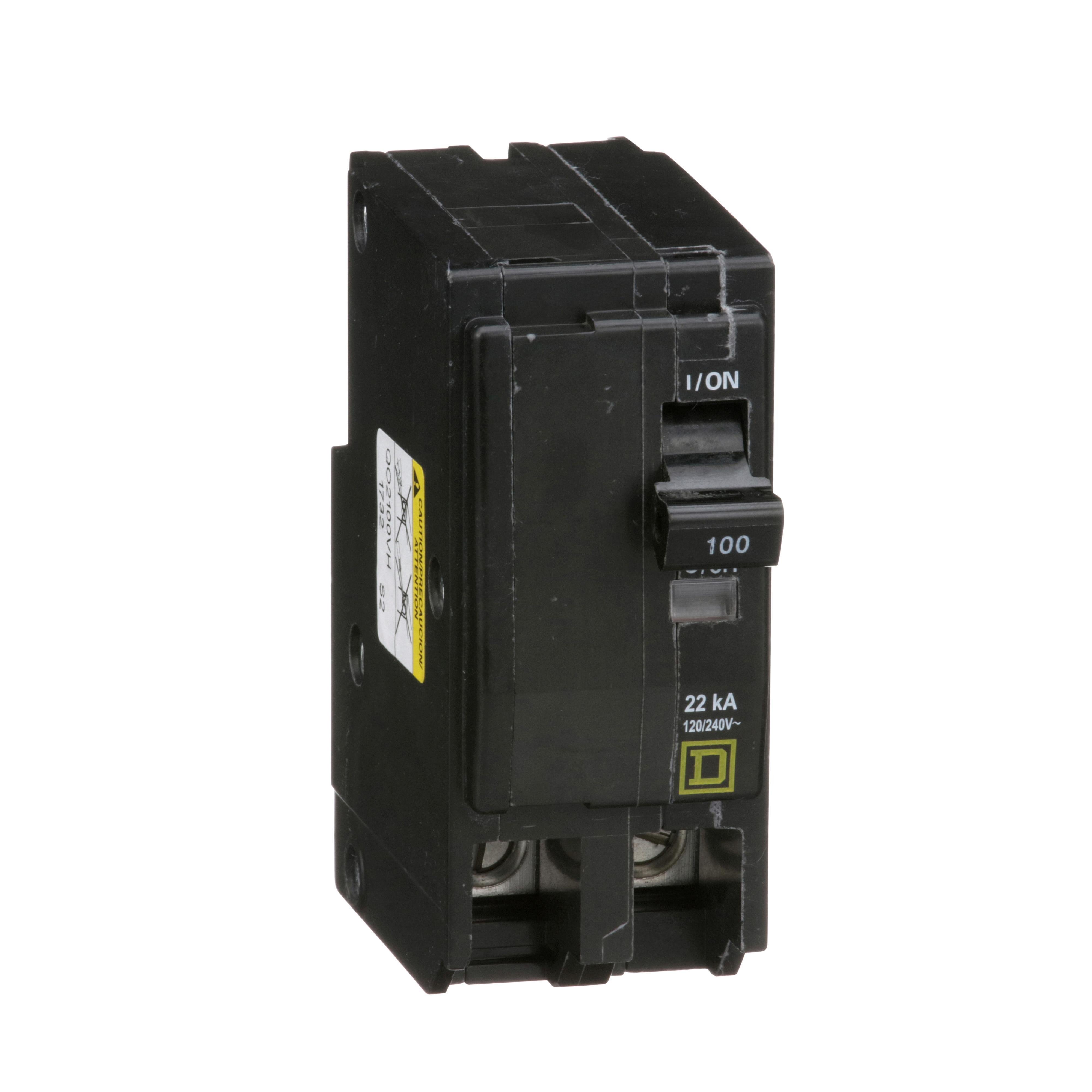 Picture of QO2100VH - Mini circuit breaker, QO, 100A, 2 pole, 120/240VAC, 22kA, plug in