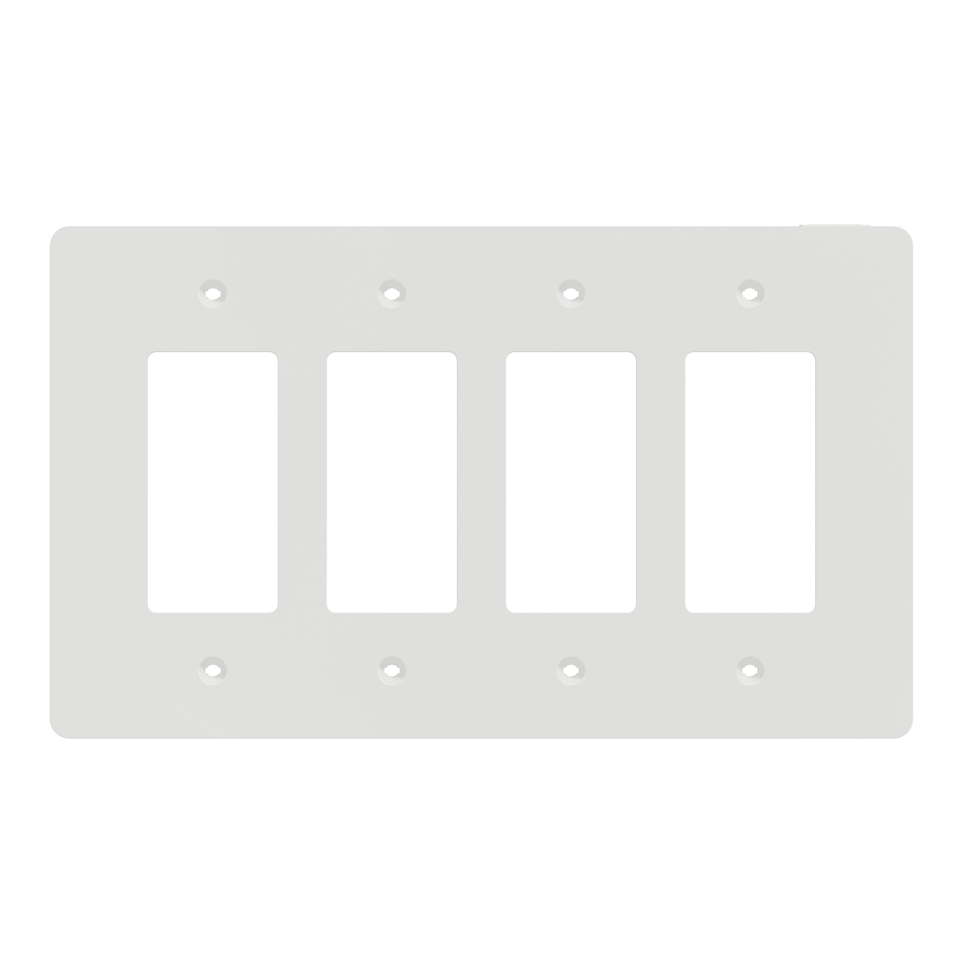 SQWS141004WH - Cover frame, X Series, 4 gangs, screw fixed, mid sized plus, white, matte finish