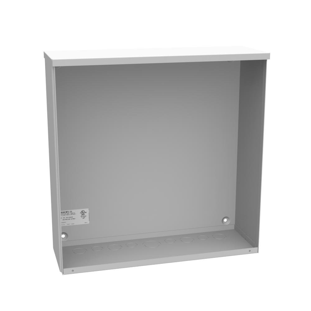 18186-SC3R - 18x6x18 Screw Cover Type 3R UL Listed Steel Knockouts ANSI 61 Gray Quad D Knockout For Lock Emboss Mounting Hole In Back