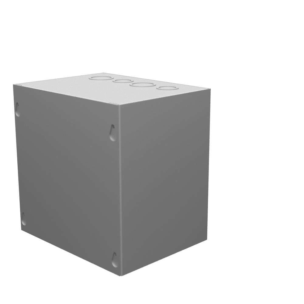 Picture of 886-SC1-NP - 8x6x8 Screw Cover Type 1 UL Listed Steel Knockouts No Paint Cover With Teardrop Slots Mounting Holes In Back