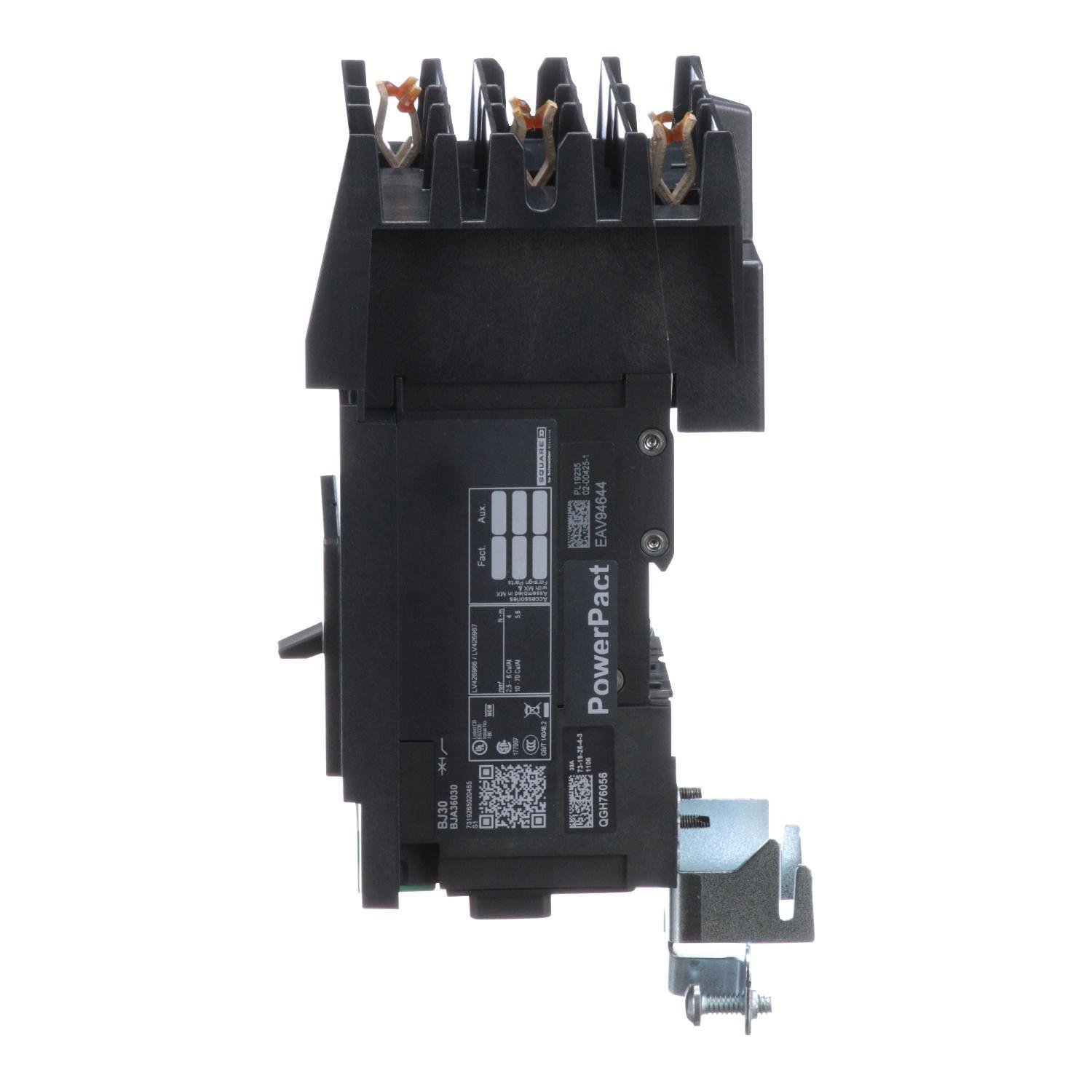Picture of BJA36030 - Circuit breaker, PowerPacT B, 30A, 3 pole, 600Y/347VAC, 25kA, I-Line, thermal magnetic, 80%, ABC