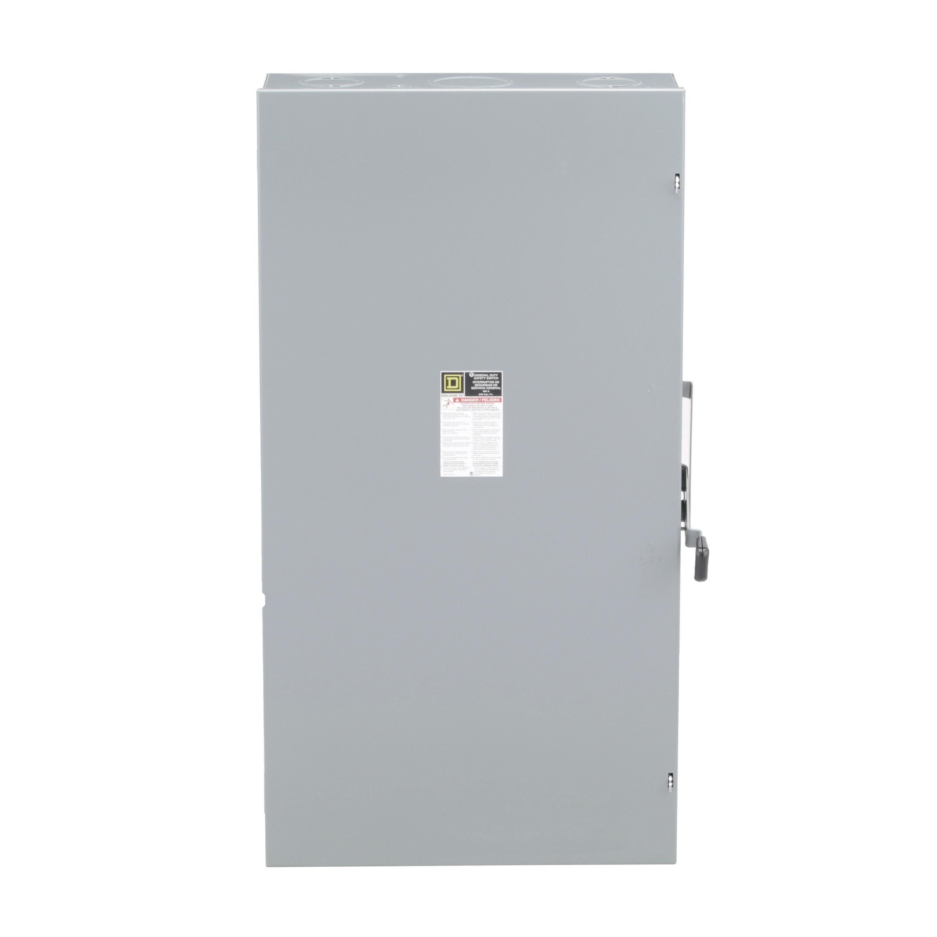 Picture of D325N - Safety switch, general duty, fusible, 400A, 3 pole, 125hp, 240VAC, NEMA 1, neutral factory installed