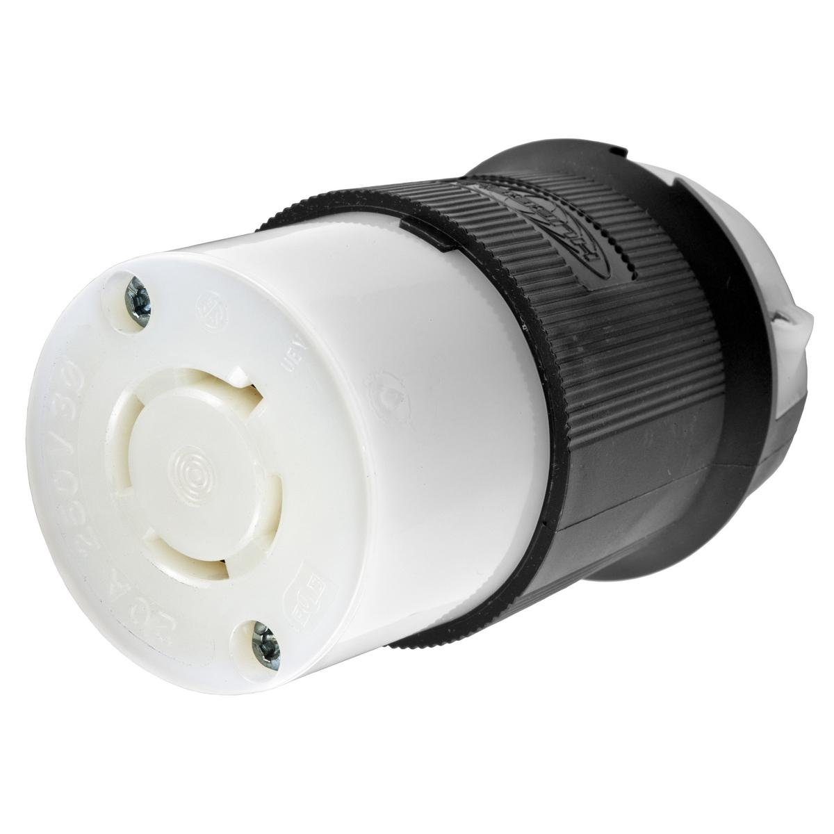 HBL2423 - Locking Devices, Twist-Lock®, Industrial, Female Connector Body, 20A 3-PhaseDelta 250V AC, 3-Pole 4-Wire Grounding, L15-20R, Screw Terminal, Black and White
