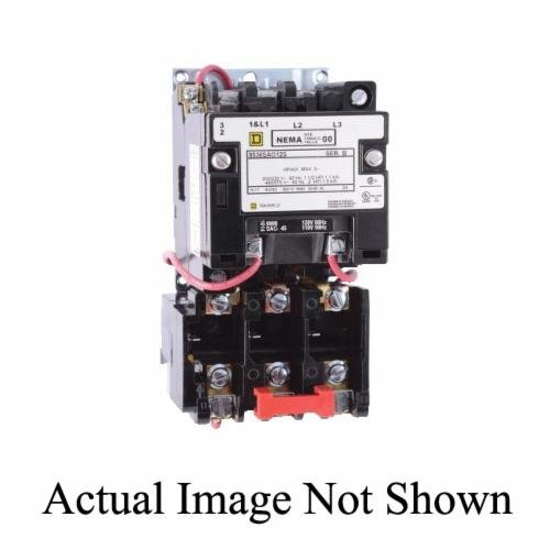 Picture of 8536SBO2V06 - NEMA motor starter, Type S, nonreversing, Size 0, 18A, 5HP at 460VAC, 5kA SCCR, 3 phase, 3 pole, melting alloy, 480VAC coil, open [TAA]