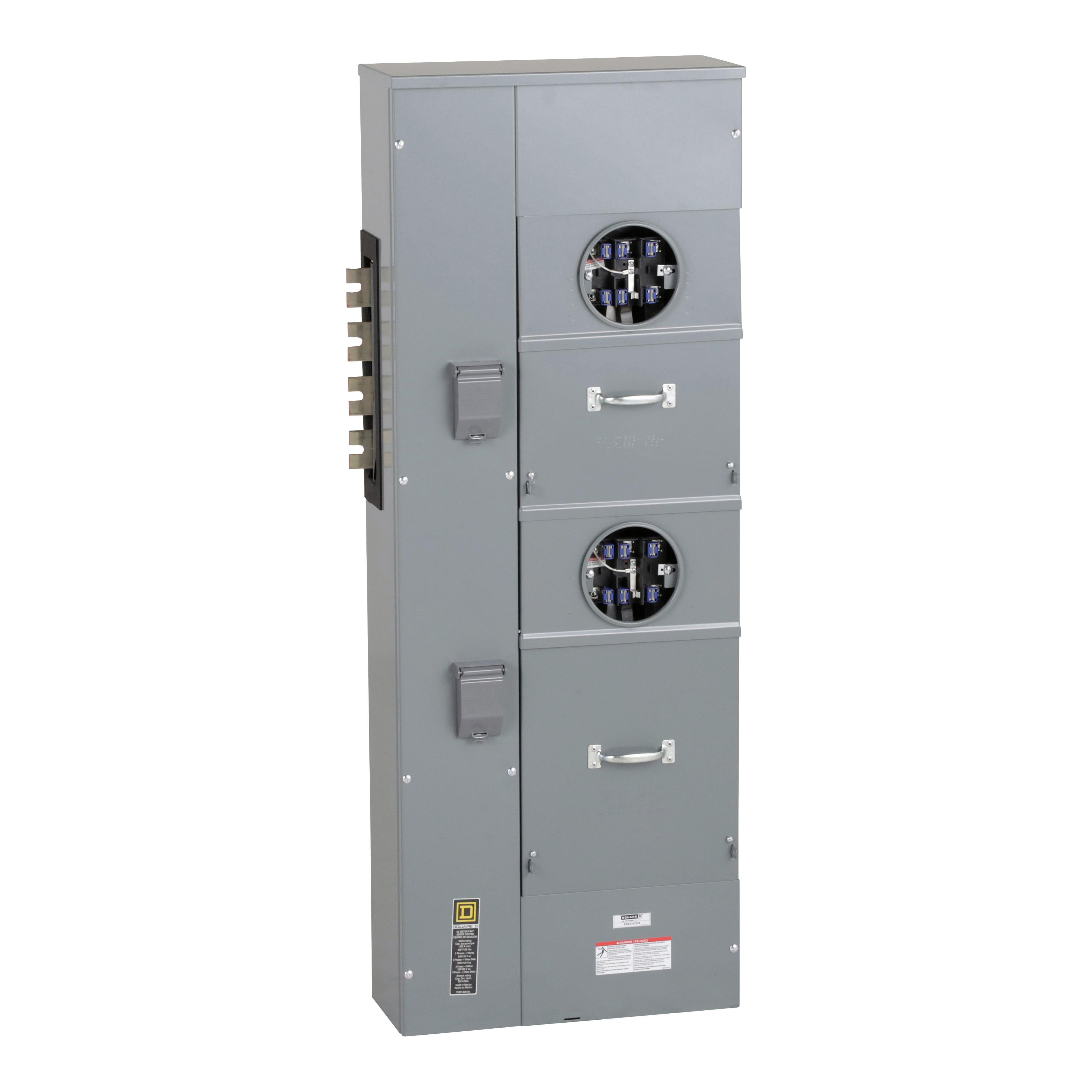 EZMT332225 - Branch unit, EZ Meter-Pak, 225A, 2 x 7 jaw sockets, 208Y/120VAC, test block bypass, ringed, 1200A Al/Cu busbar