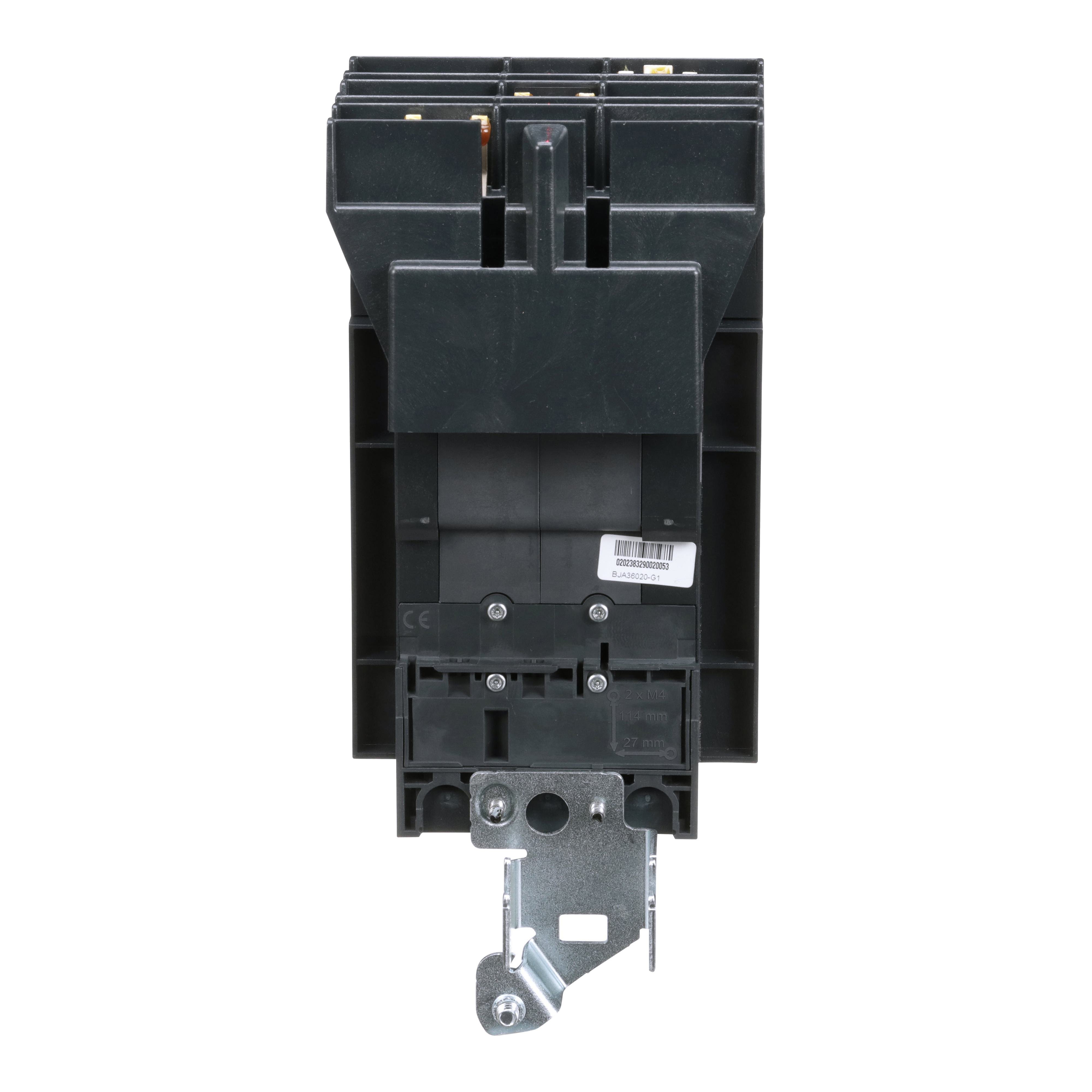 Picture of BJA36020 - Circuit breaker, PowerPacT B, 20A, 3 pole, 600Y/347VAC, 25kA, I-Line, thermal magnetic, 80%, ABC