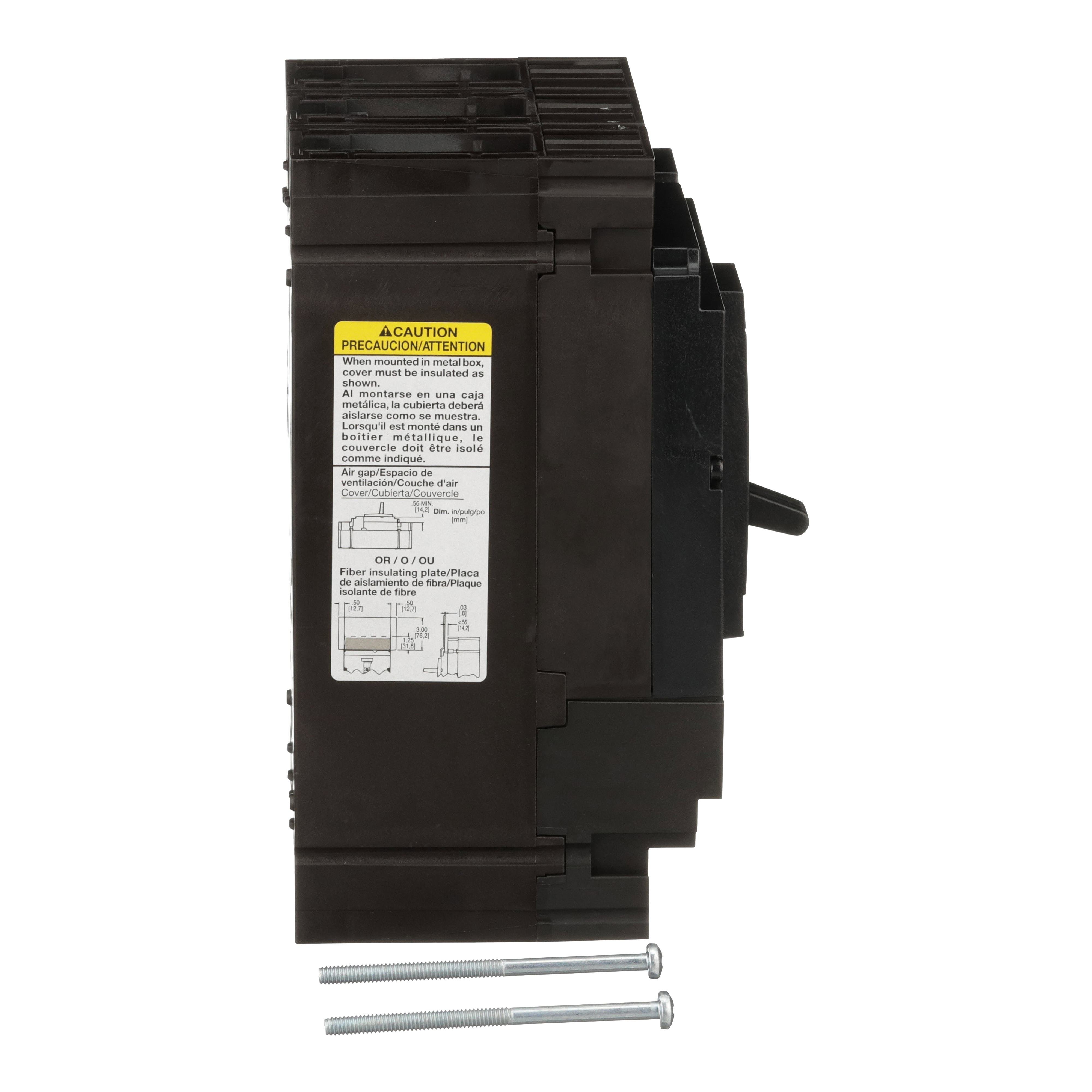 Picture of HDL36015 - Circuit breaker, PowerPacT H, 15A, 3 pole, 600VAC, 14kA, lugs, thermal magnetic, 80%