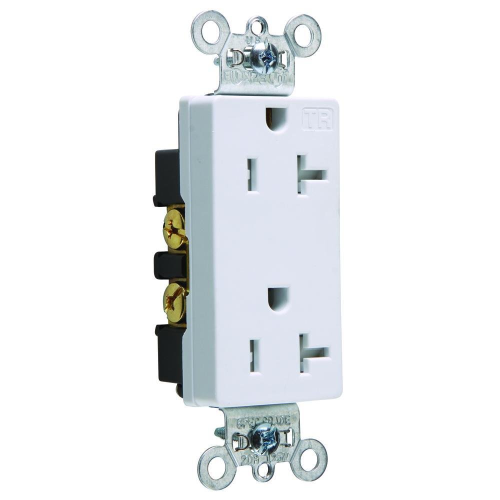 TR26362-W - 20A 125V Heavy Duty Spec-Grade Tamper-Resistant Decorator Duplex Receptacle, Back and Side Wire, White