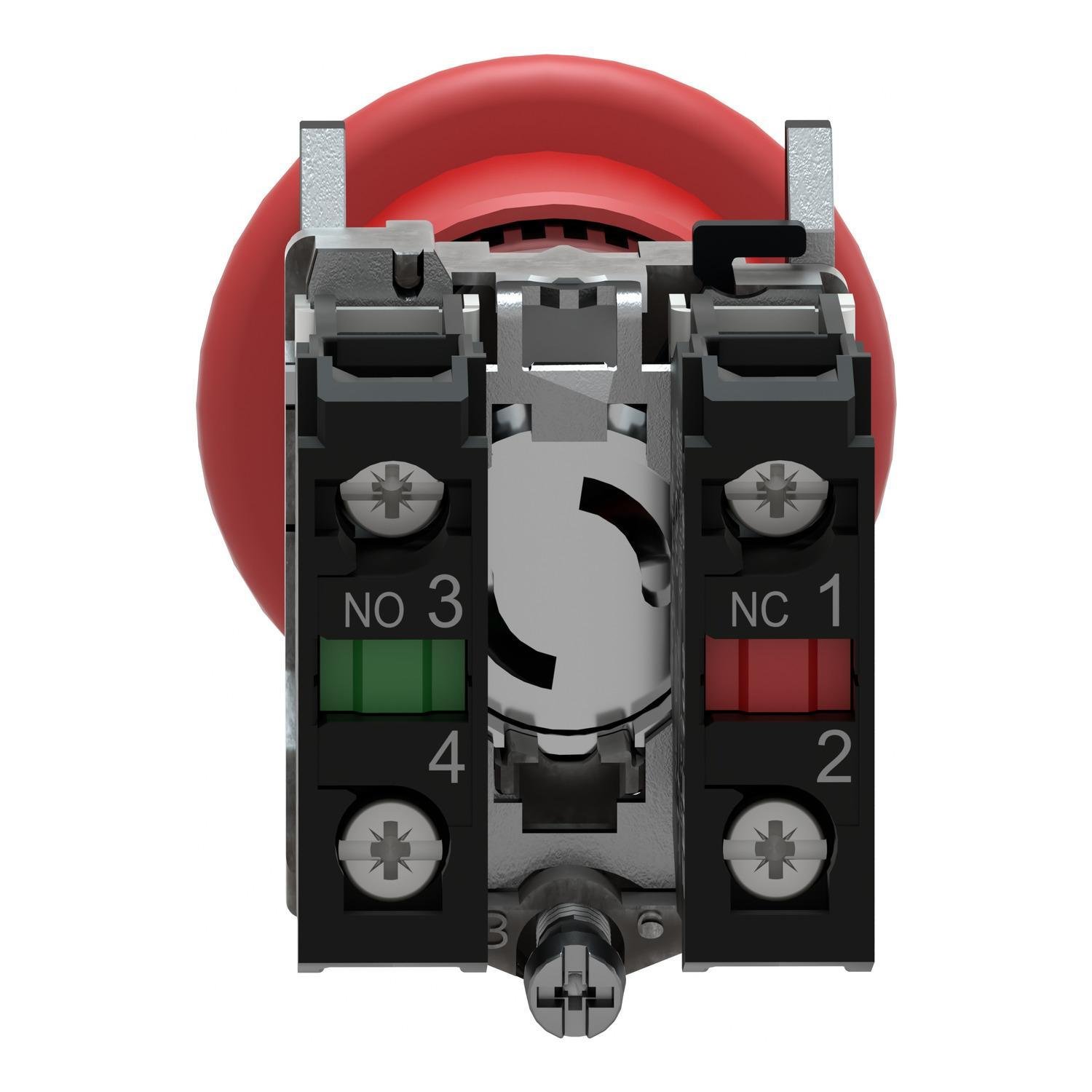 Picture of XB4BT845 - Harmony, emergency stop, latching push pull, red, 40 mm, 1 NC and 1 NO