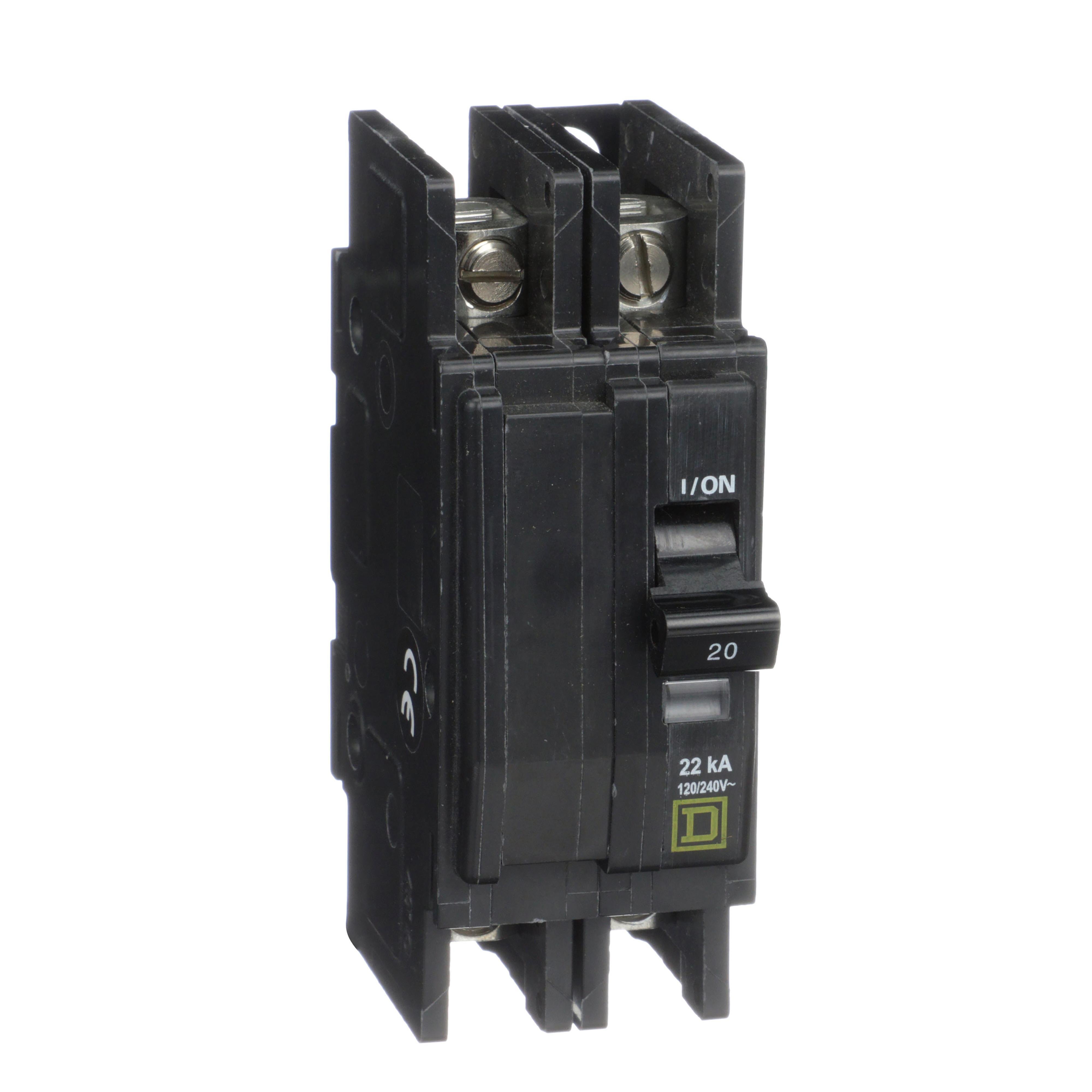 QOU220VH - Mini circuit breaker, QOU, 25A, 2 pole, 120/240VAC, 22kA