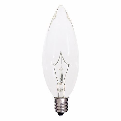 S4996 - 40 Watt BA9 1/2 Incandescent - Clear - 2500 Average rated hours - 380 Lumens - Candelabra base - 120 Volt
