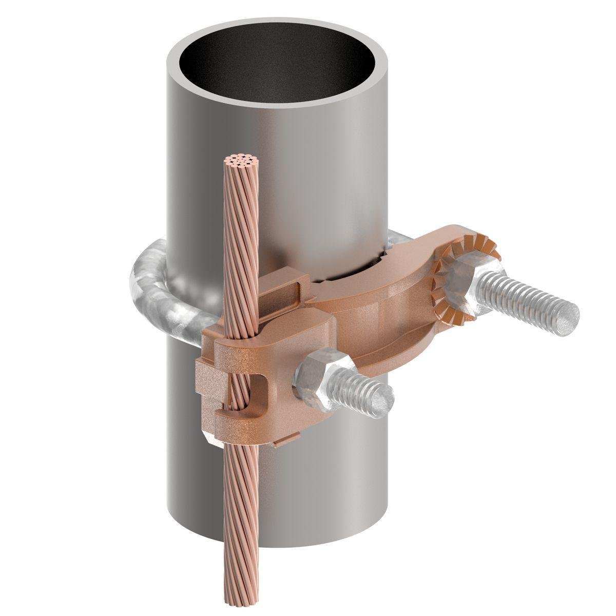 Picture of GAR3904 - Mechanical Grounding Connector, Conductor to Water Pipe, 4-4/0 AWG, 2-1/2" - 3-1/2" Pipe , 3/8" Stud