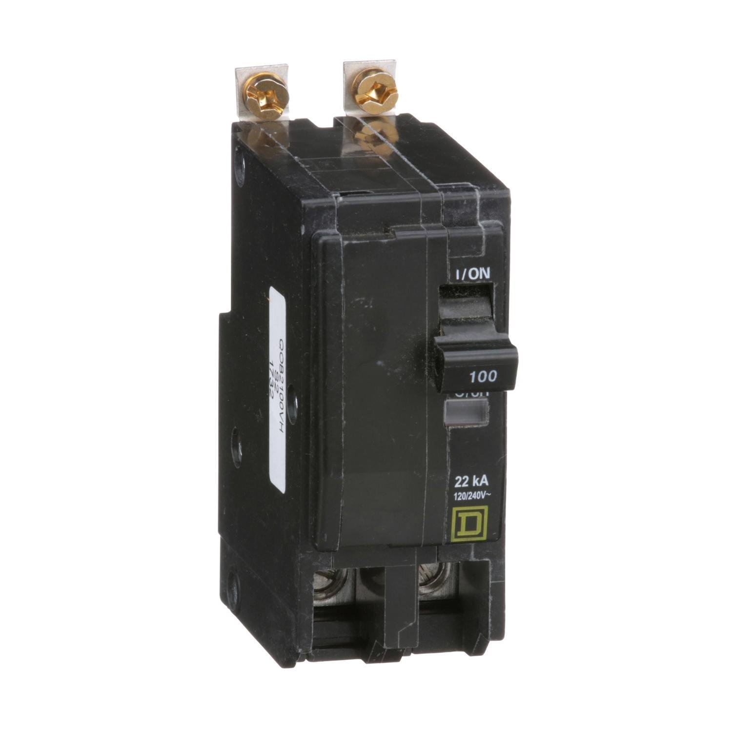 QOB2100VH - Mini circuit breaker, QO, 100A, 2 pole, 120/240VAC, 22kA, bolt on