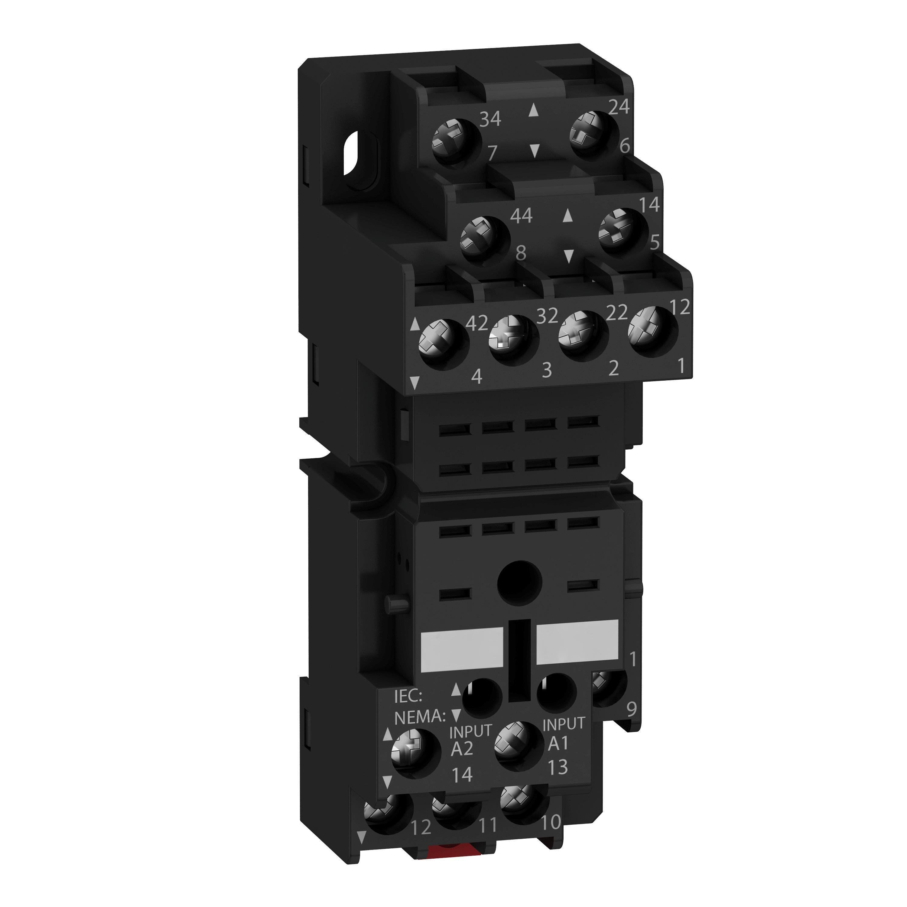 RXZE2M114 - Harmony, plugin relay socket, mixed contact, 10 A, 250 V, screw clamp, for RXM2 or RXM4 relays