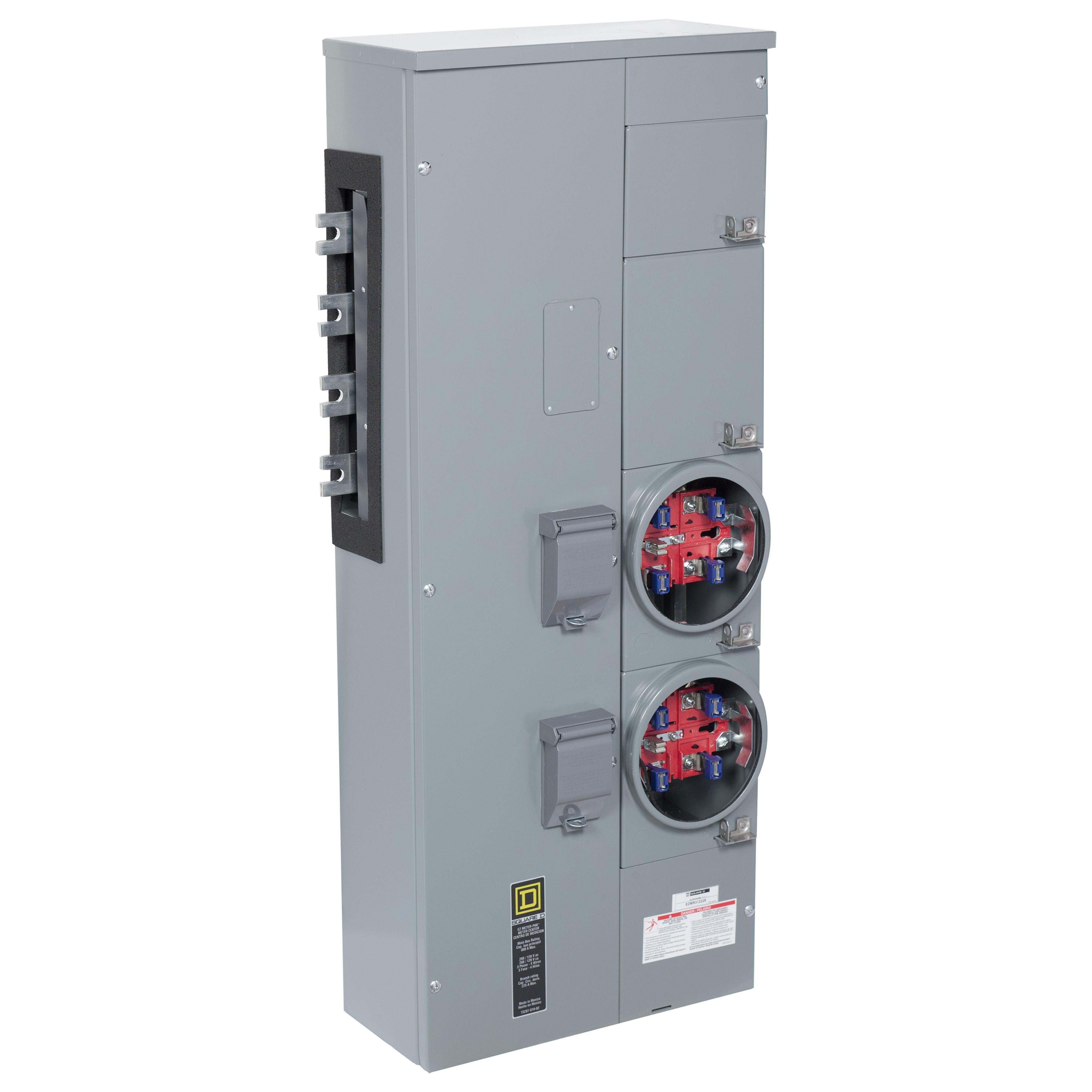 EZMR312225X - Branch unit, EZ Meter-Pak, 225A, 2 x 5 sockets, 208Y/120VAC, no bypass, ringless, 1200A Al/Cu busbar