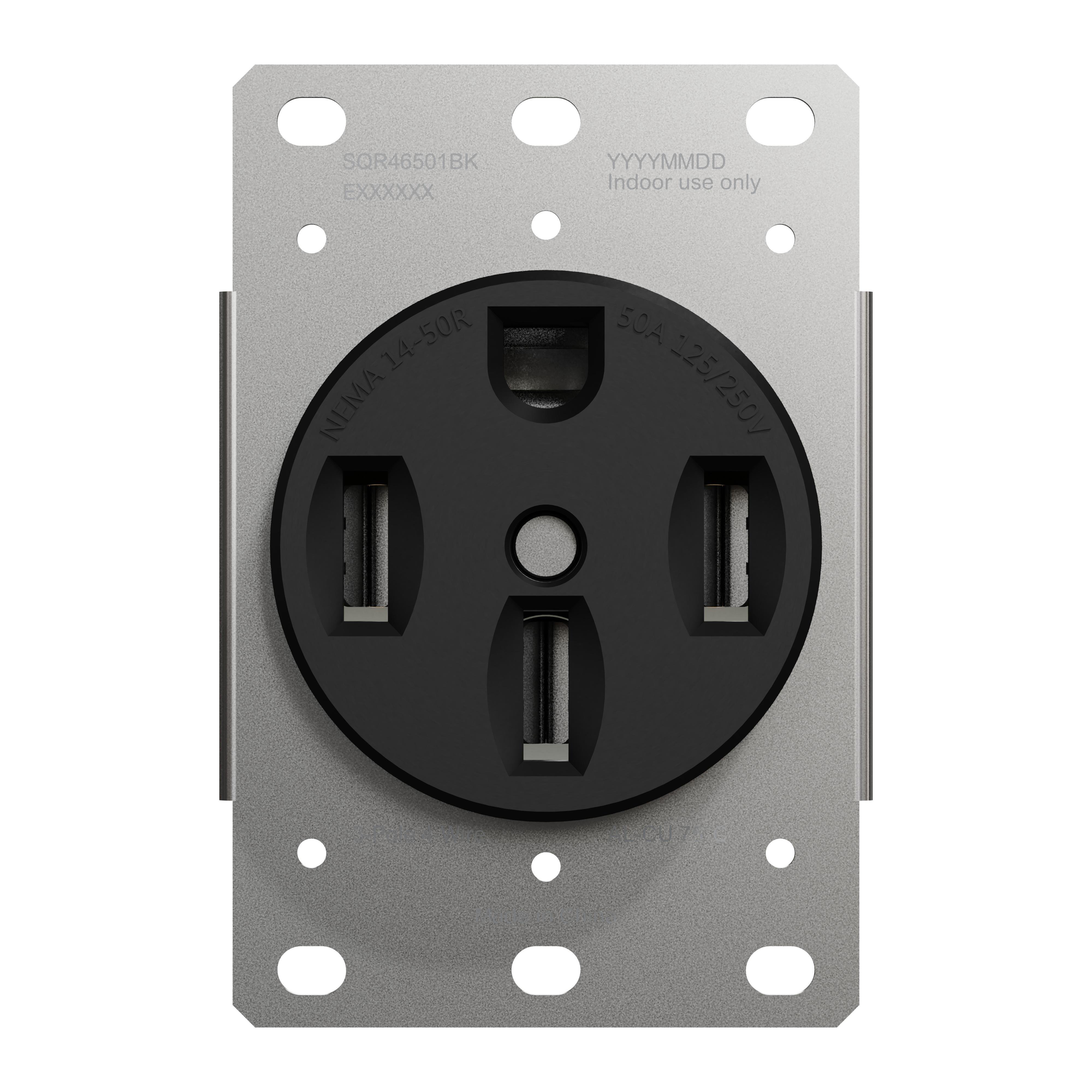 SQR46501BK - Socket-outlet, X Series, 50A, standard, for range, commercial, black, matte finish